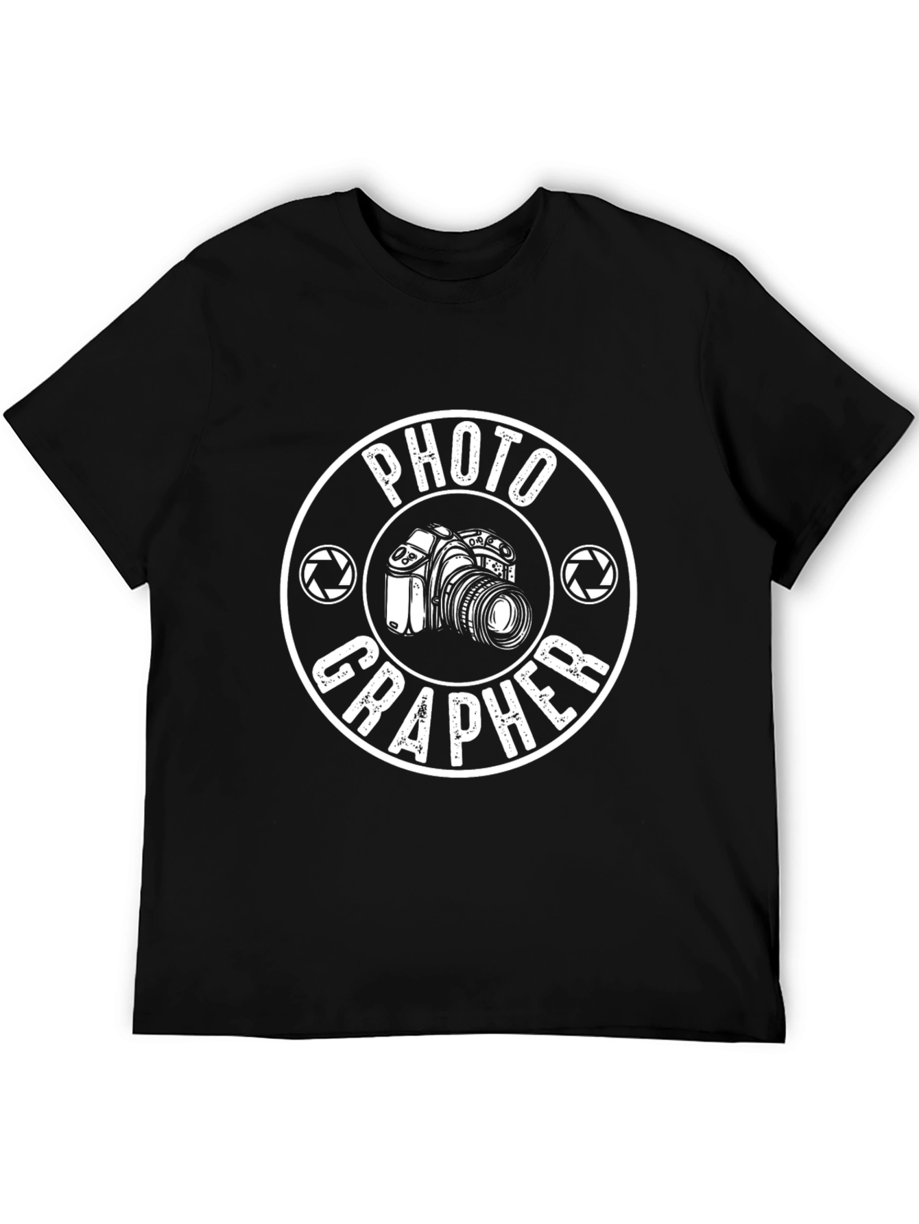 Photographer Camera Graphic T-Shirt - Black Crew Neck Tee