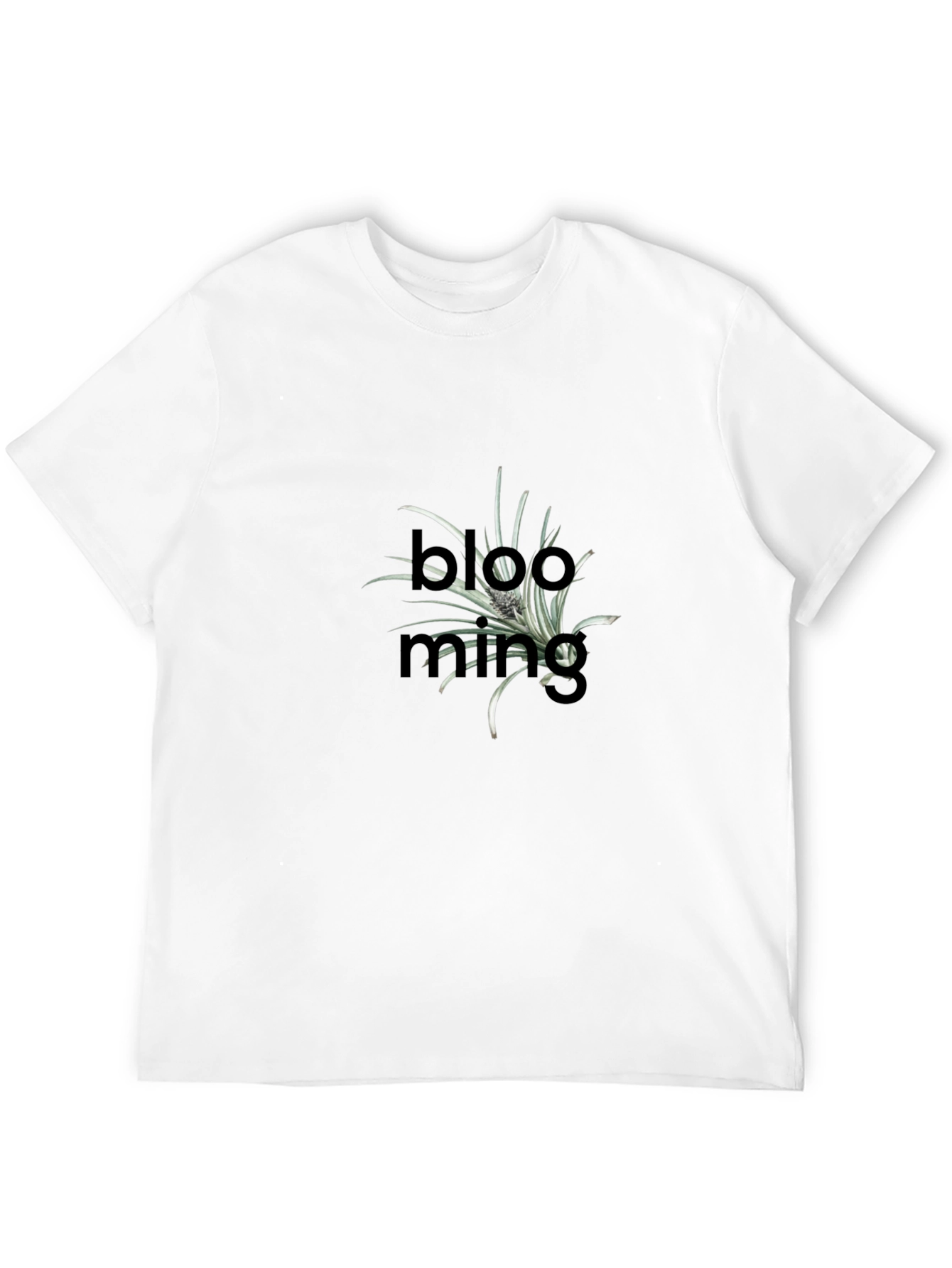 Blooming Plant Graphic Black T-Shirt