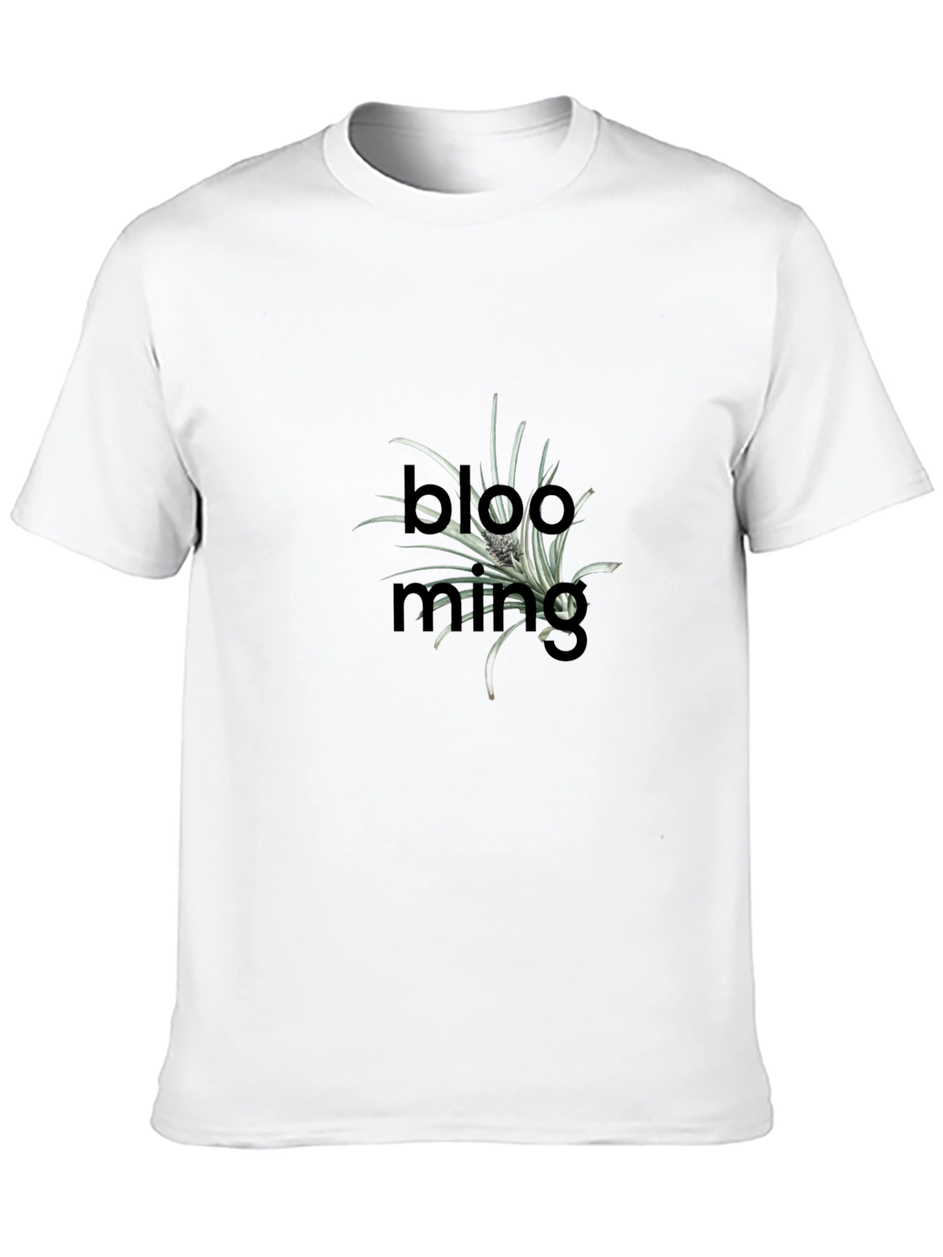 Blooming Plant Graphic Black T-Shirt