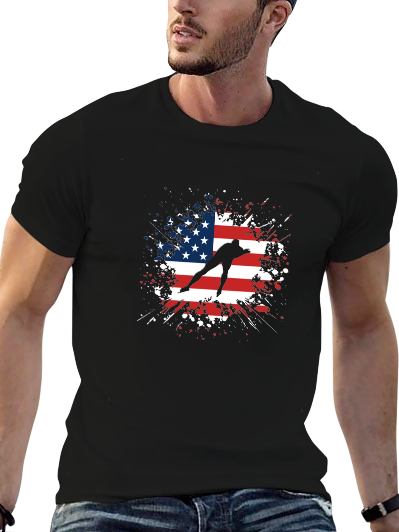 American Skater Graphic Tee - Black Cotton T-Shirt