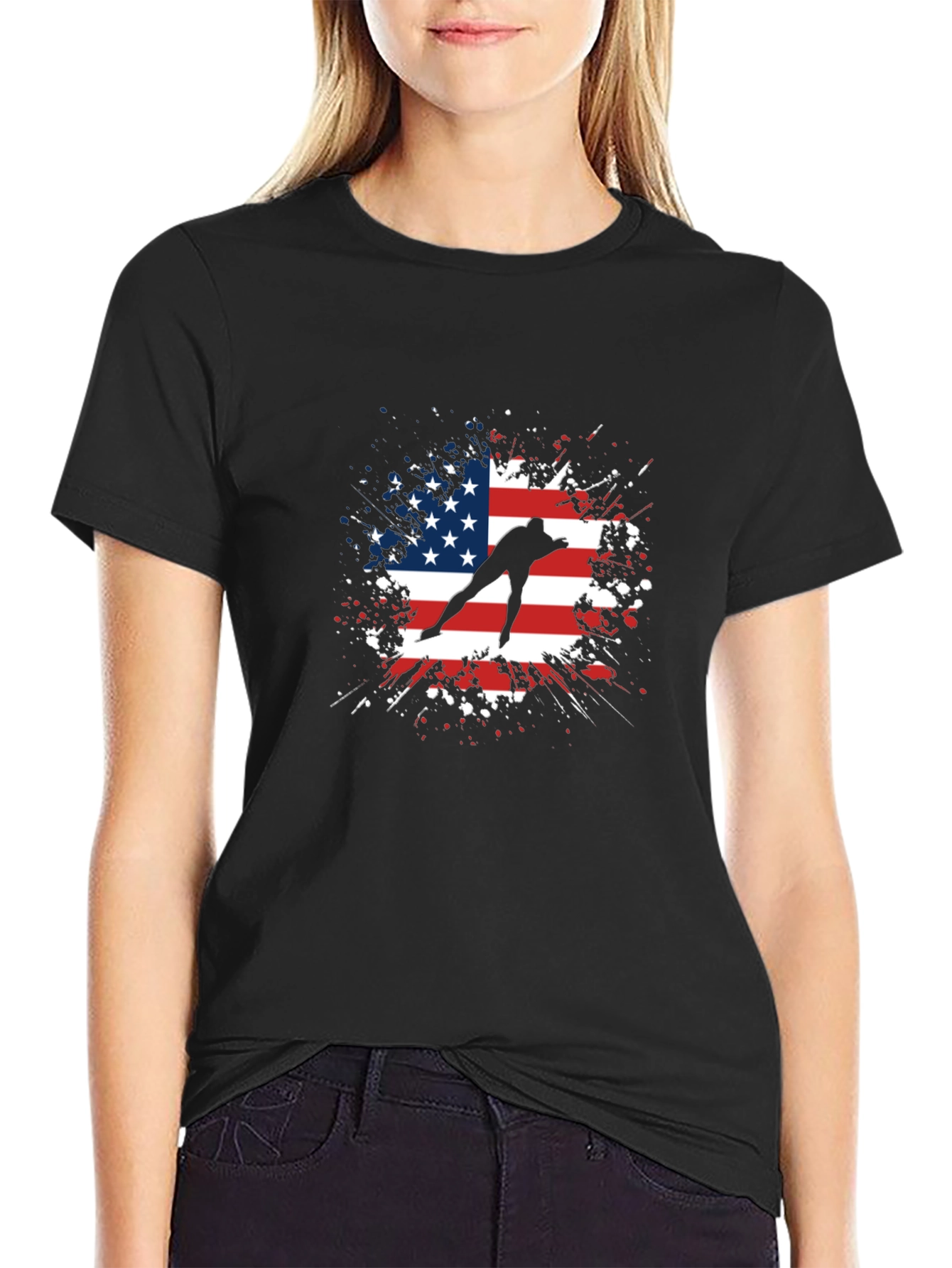 American Skater Graphic Tee - Black Cotton T-Shirt
