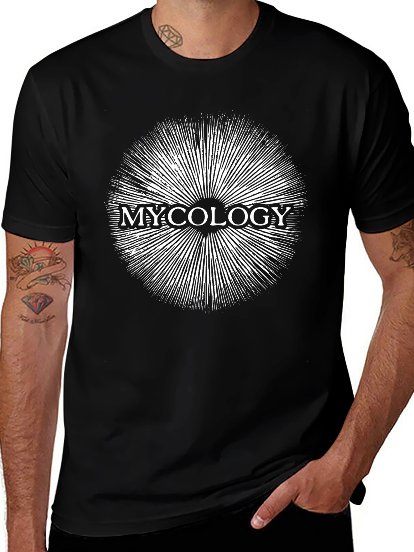 Mycology Fungus Black Graphic T-Shirt