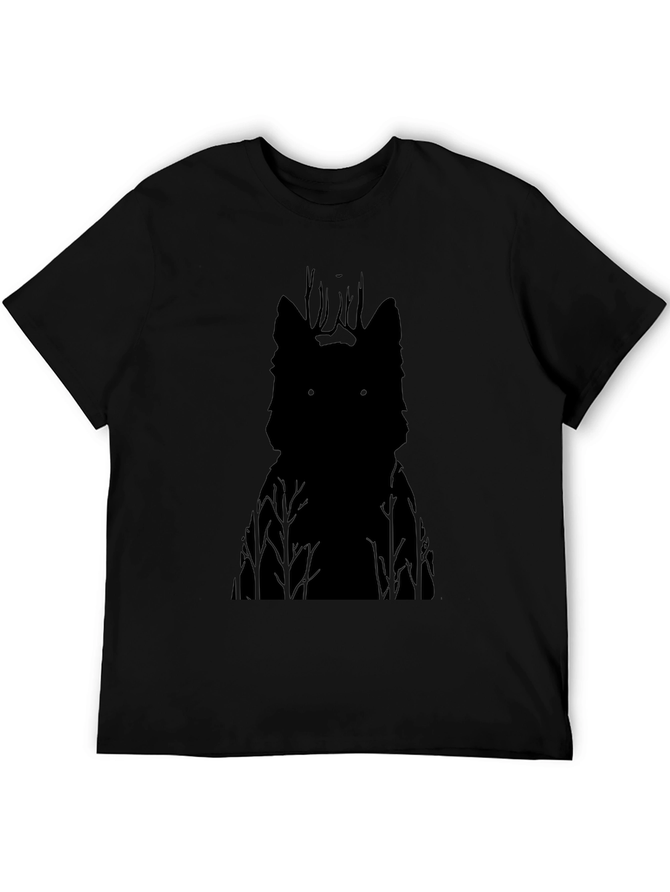 Wolf Silhouette Graphic Tee - Mens Black T-Shirt