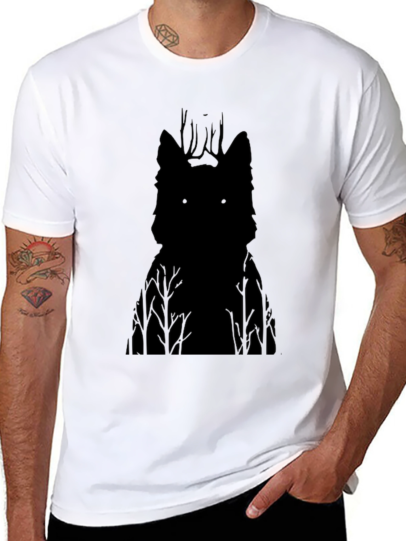 Wolf Silhouette Graphic Tee - Mens Black T-Shirt
