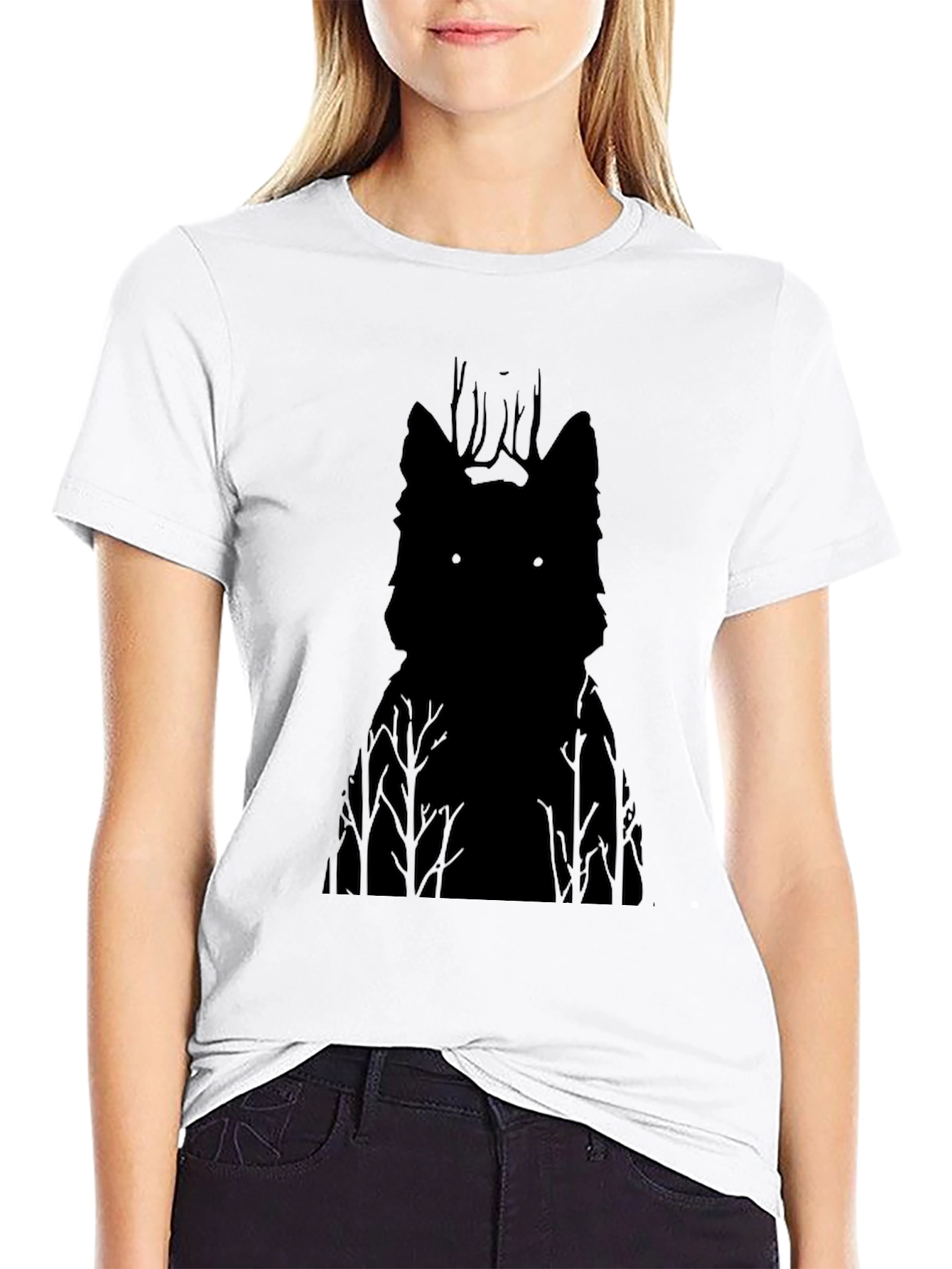 Wolf Silhouette Graphic Tee - Mens Black T-Shirt