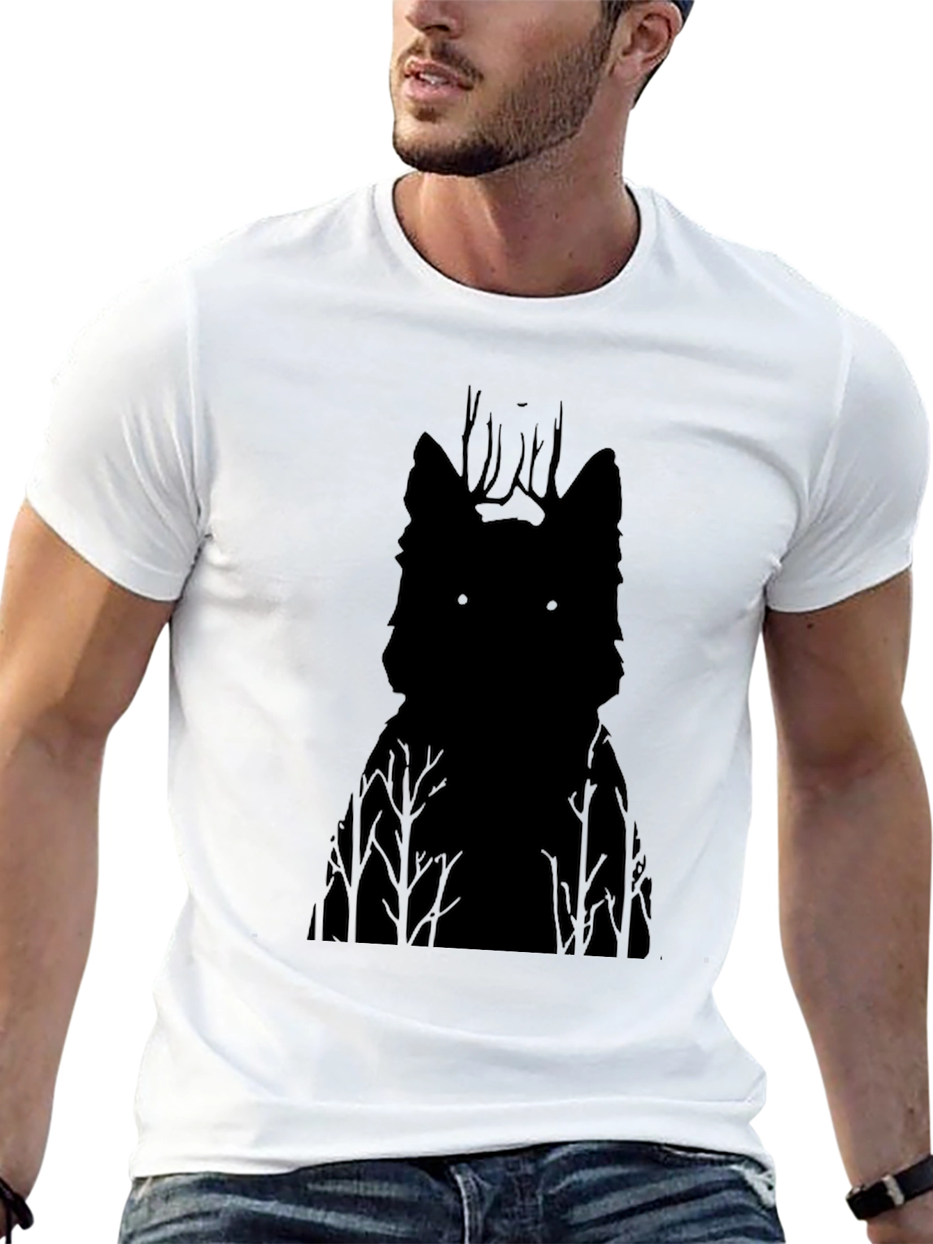 Wolf Silhouette Graphic Tee - Mens Black T-Shirt