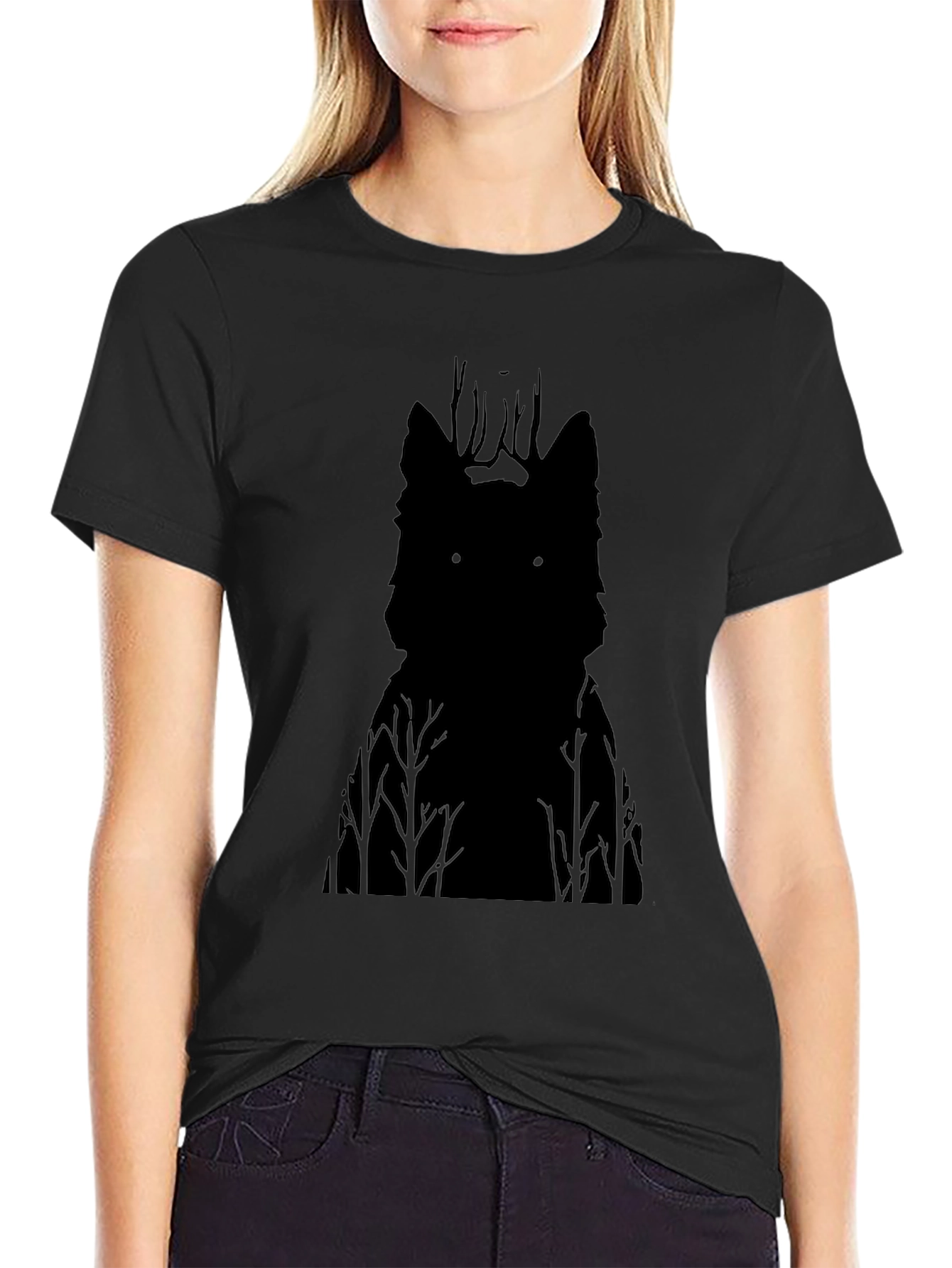 Wolf Silhouette Graphic Tee - Mens Black T-Shirt