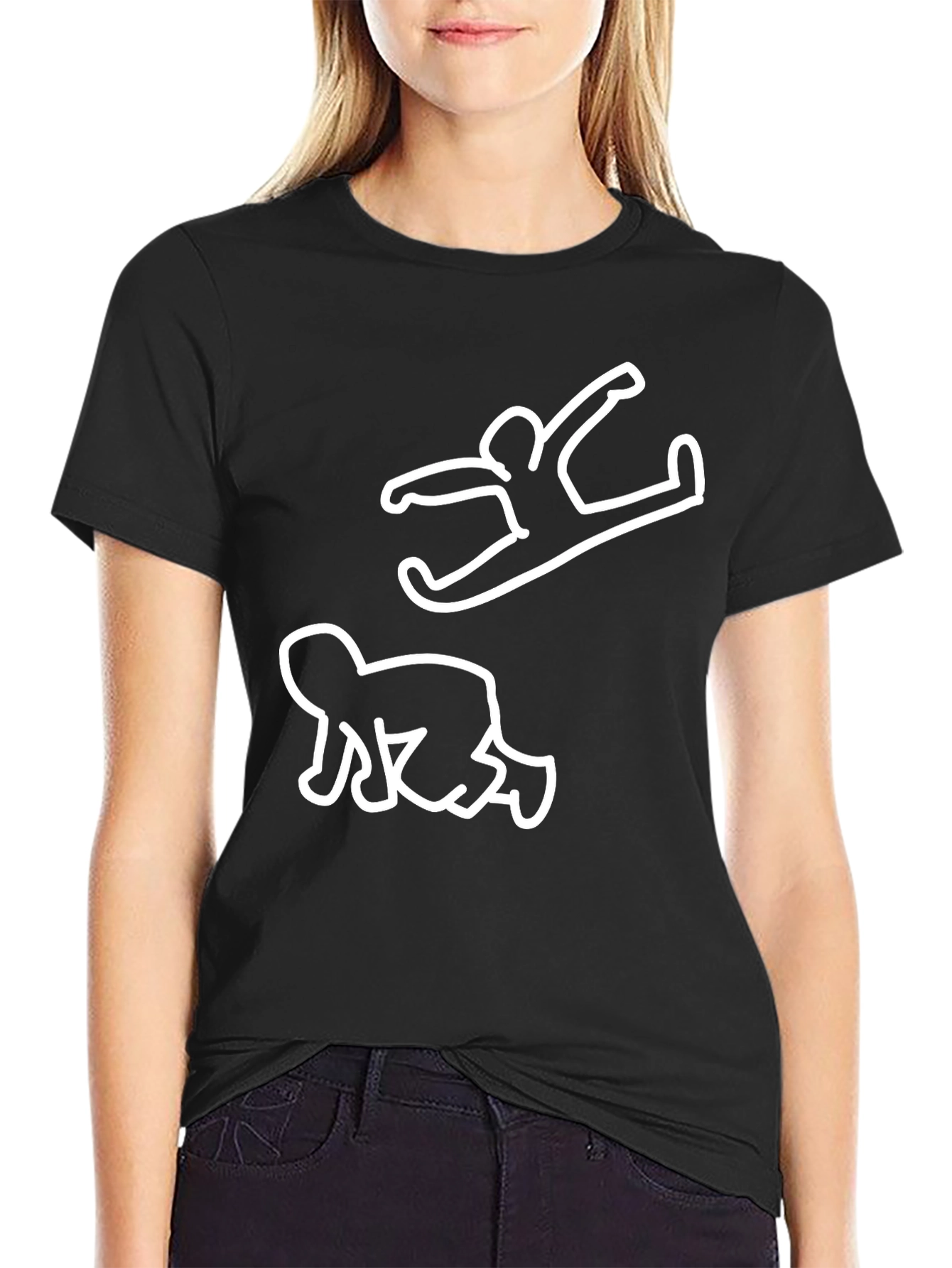 Funny Stick Figure T-Shirt: Judo Throw Black Tee