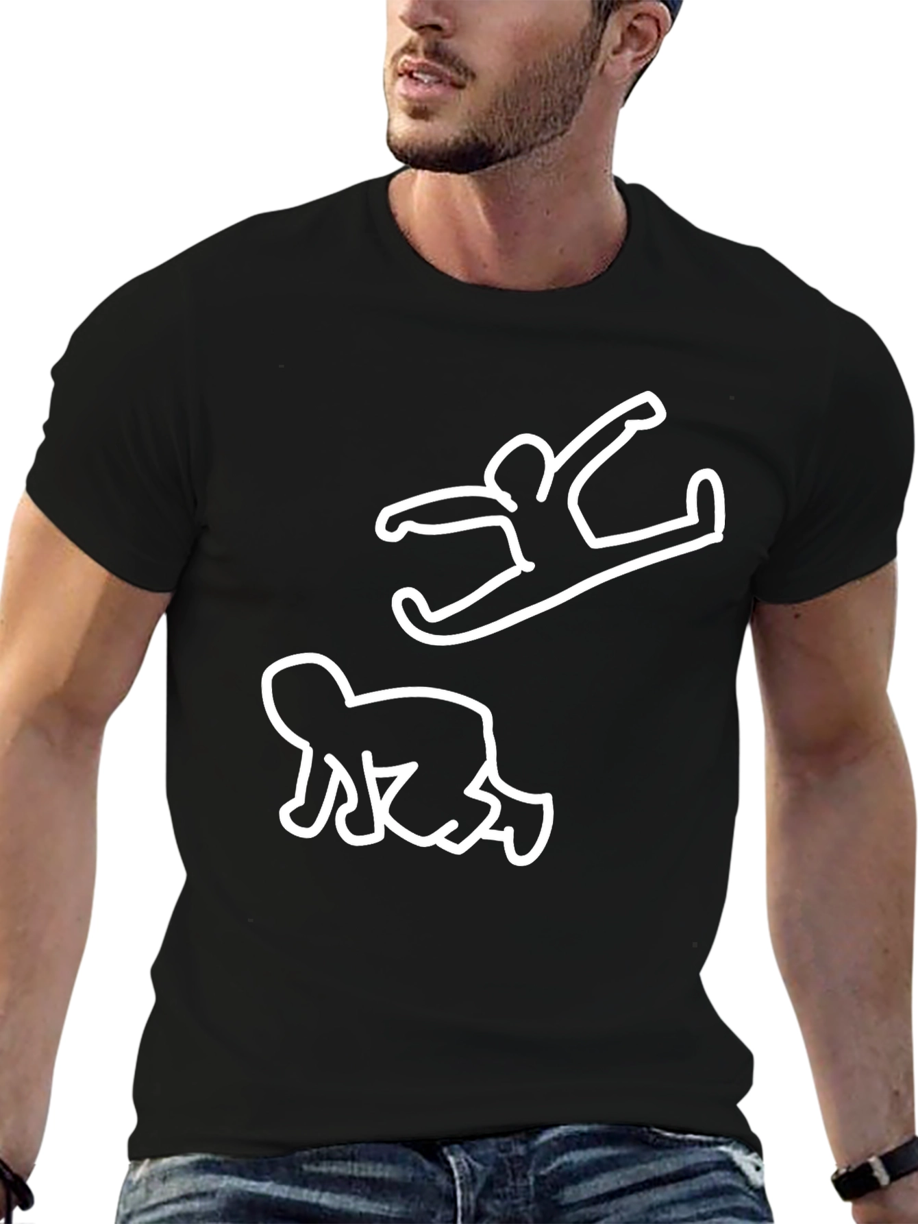 Funny Stick Figure T-Shirt: Judo Throw Black Tee