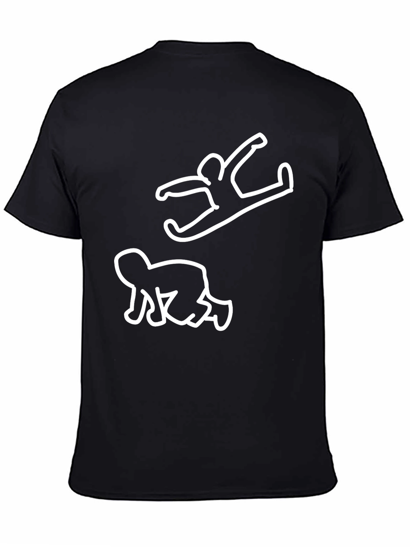 Funny Stick Figure T-Shirt: Judo Throw Black Tee