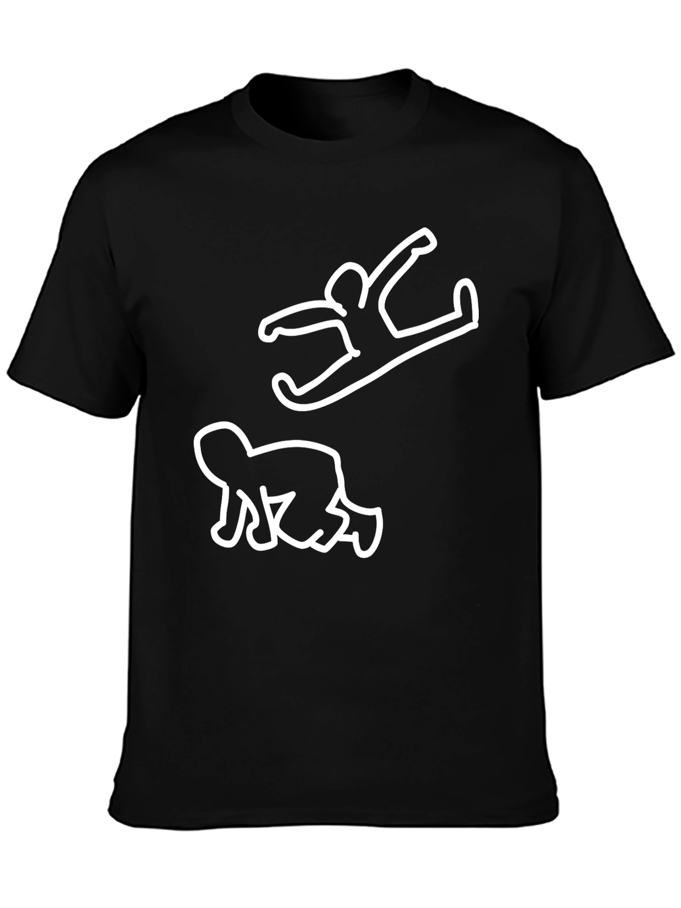 Funny Stick Figure T-Shirt: Judo Throw Black Tee