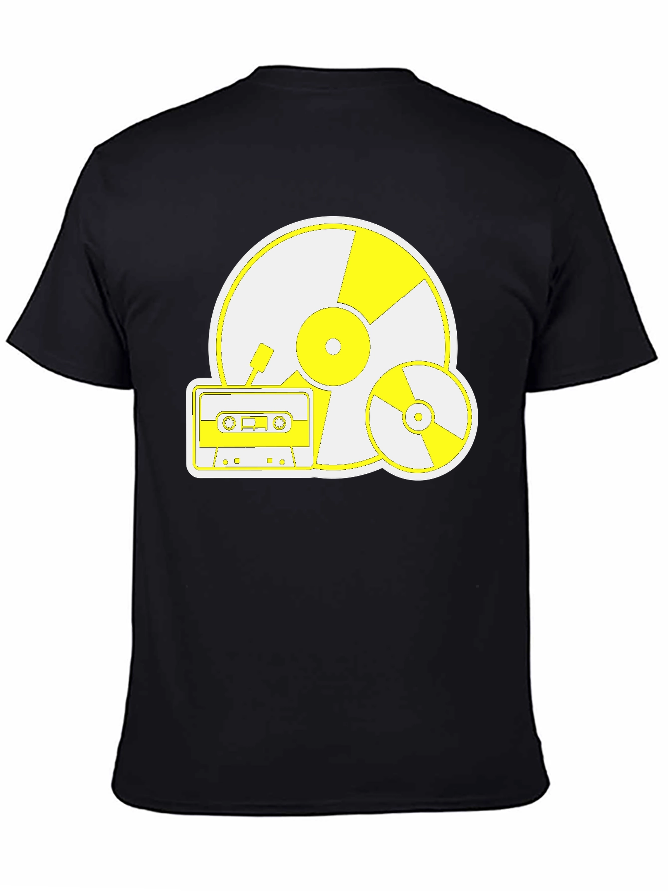 Retro Music Tee: Vinyl CD and Cassette Design