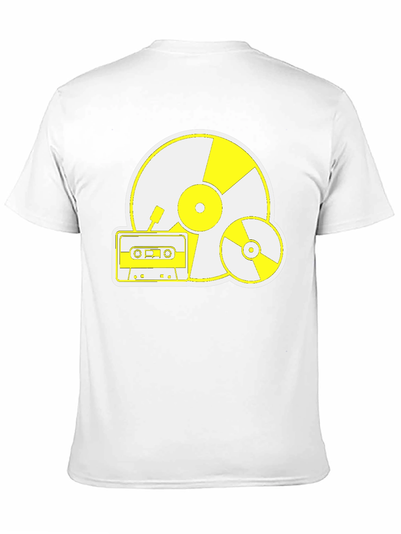 Retro Music Tee: Vinyl CD and Cassette Design