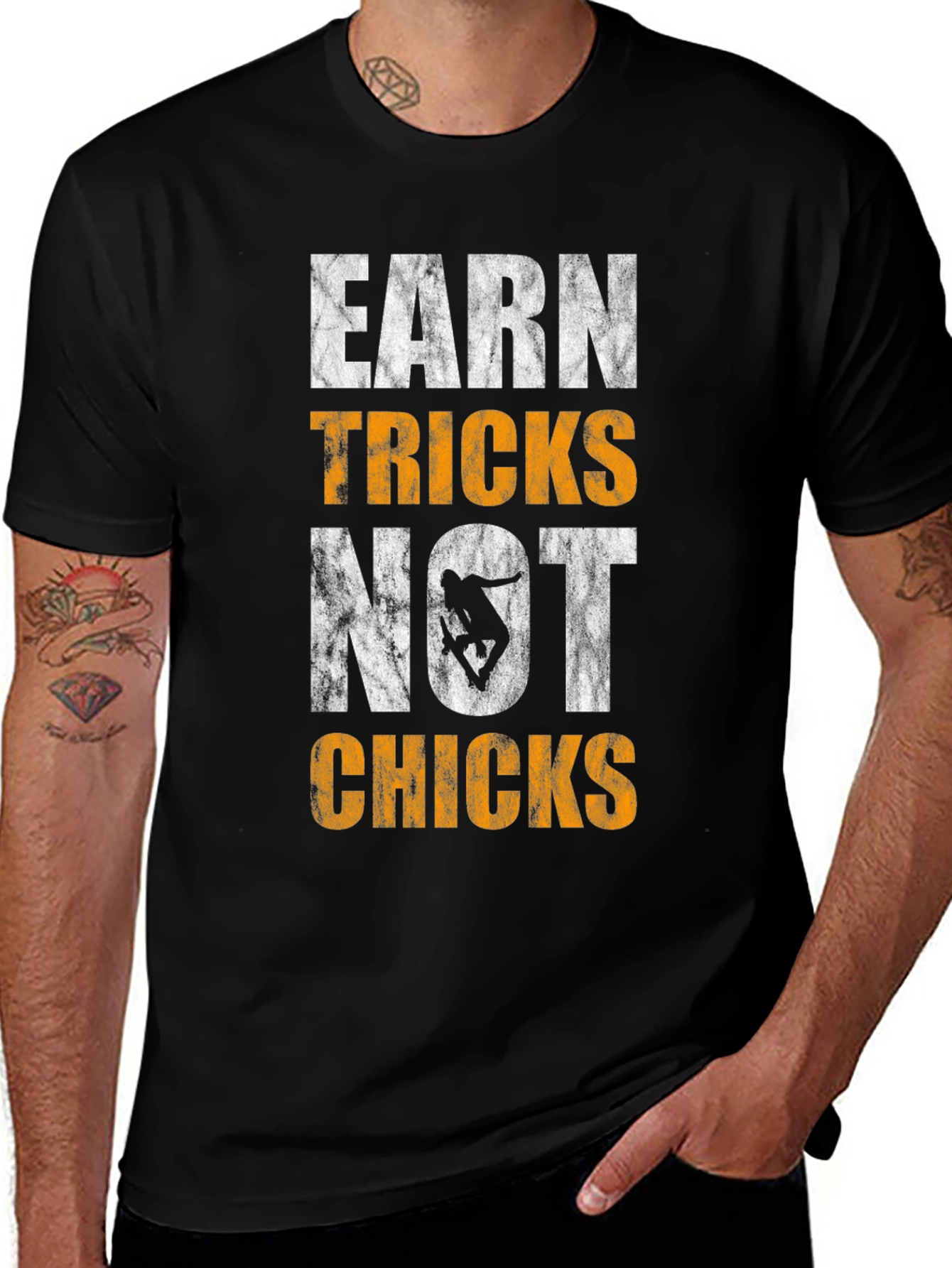 Earn Tricks Not Chicks Graphic Tee - Skateboarding