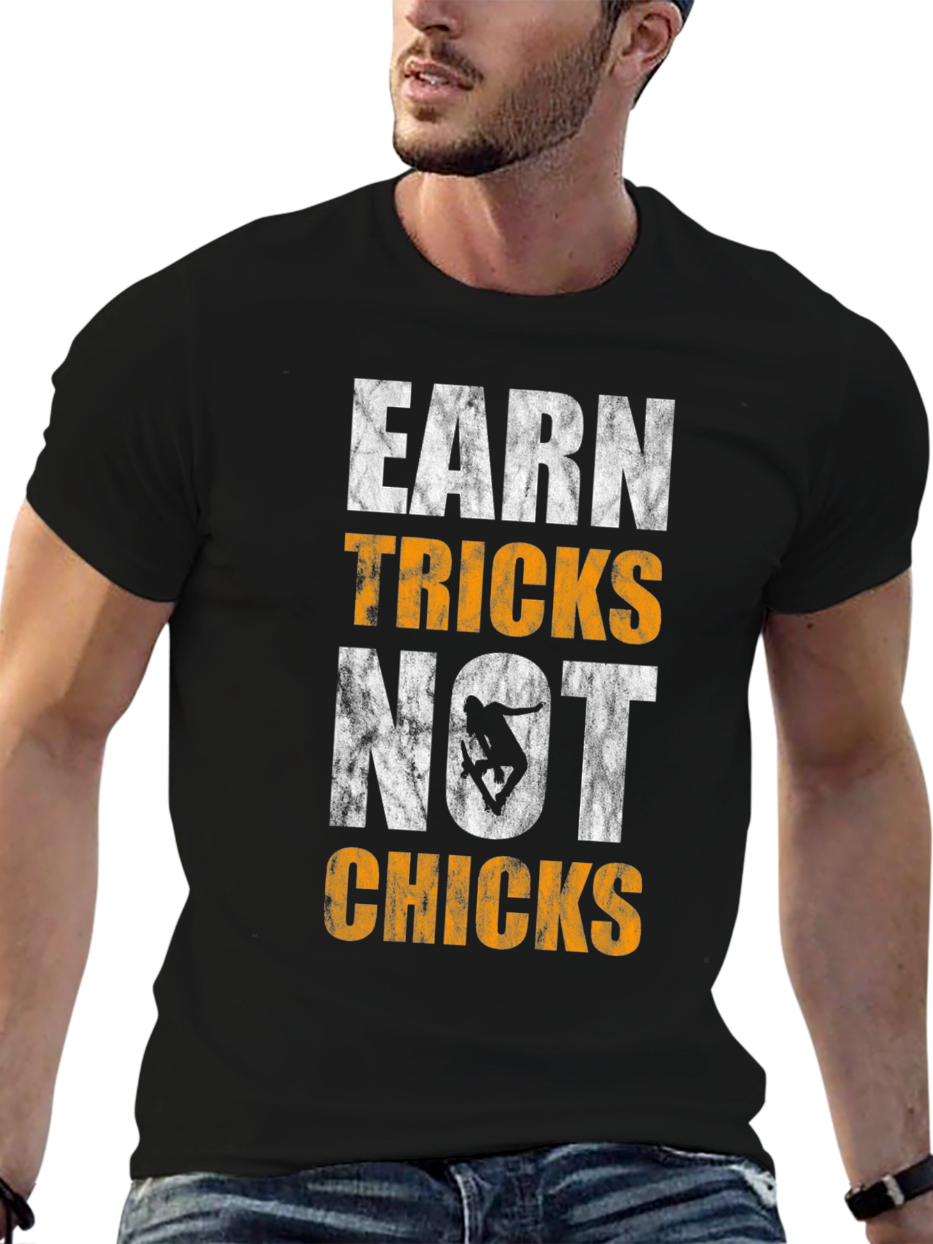 Earn Tricks Not Chicks Graphic Tee - Skateboarding