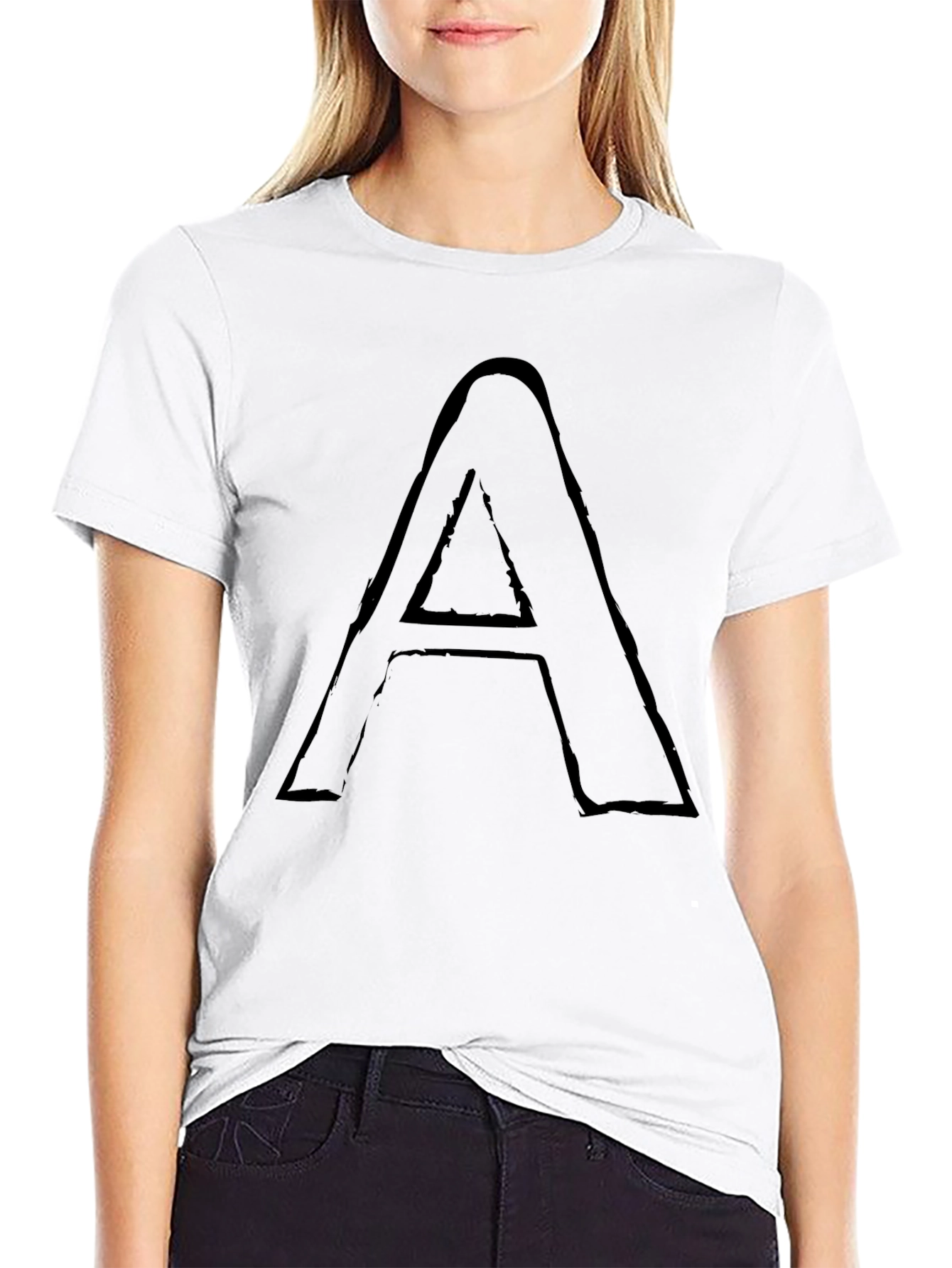 Letter A Graphic Print Black Tee