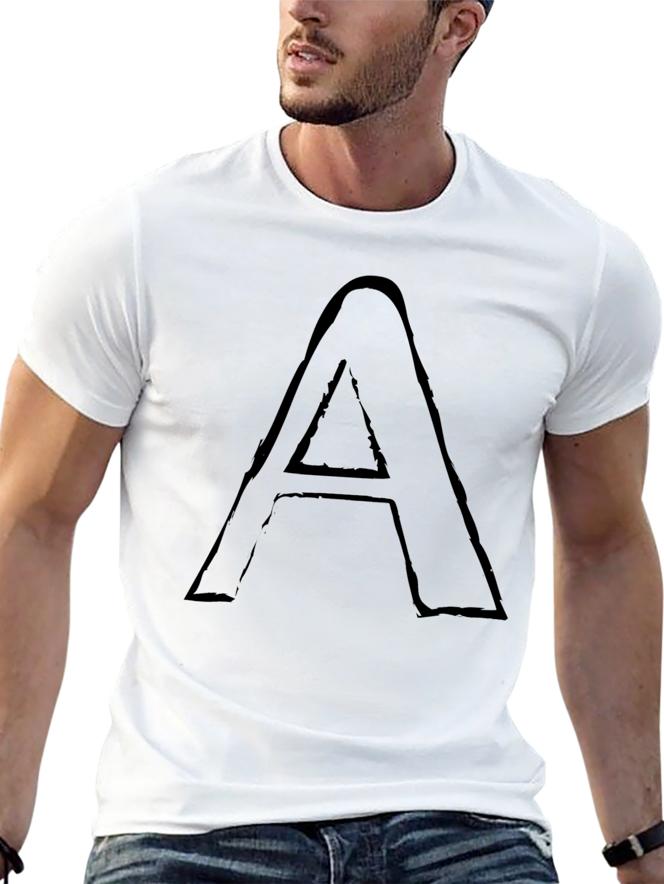Letter A Graphic Print Black Tee