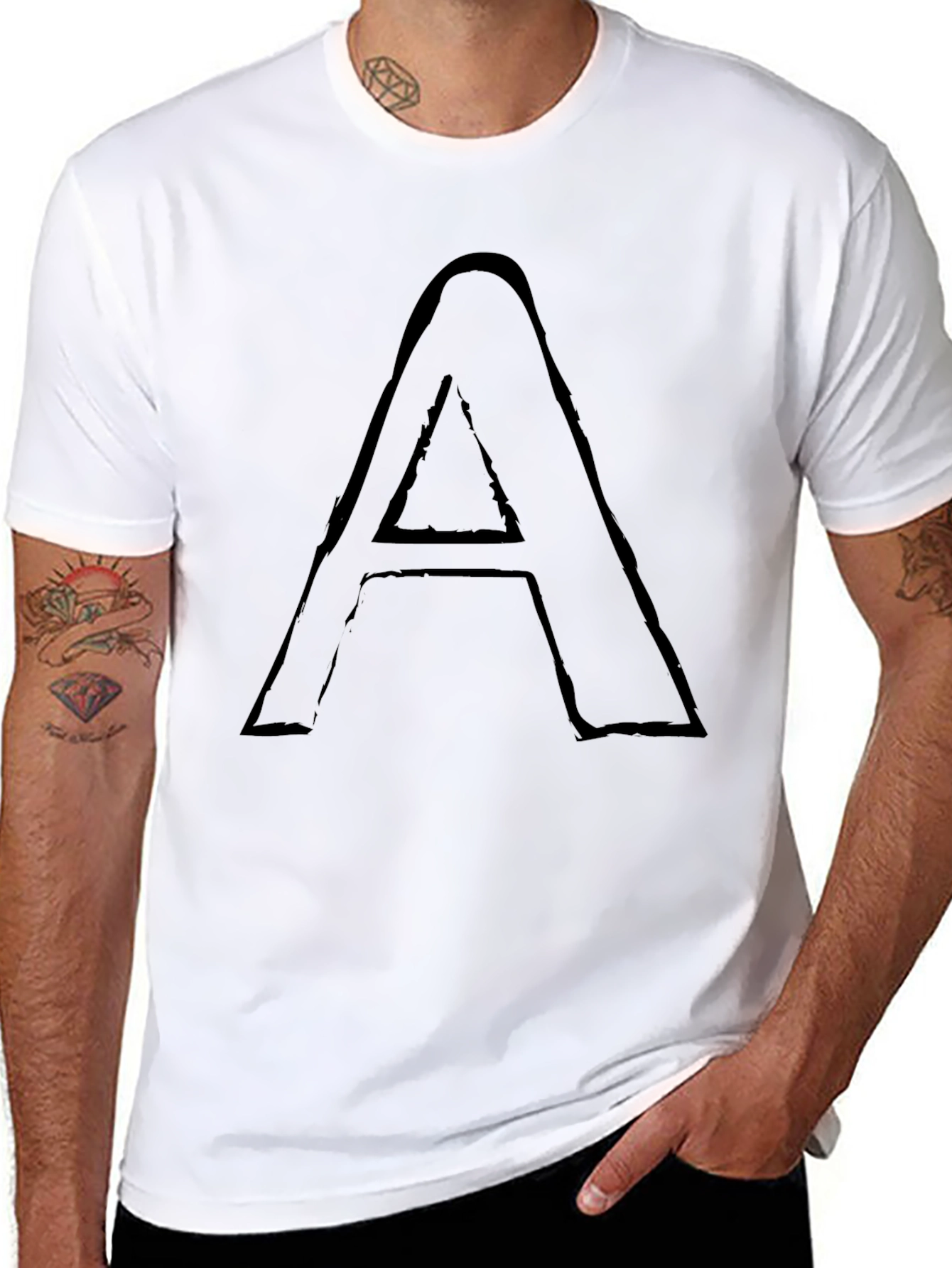 Letter A Graphic Print Black Tee