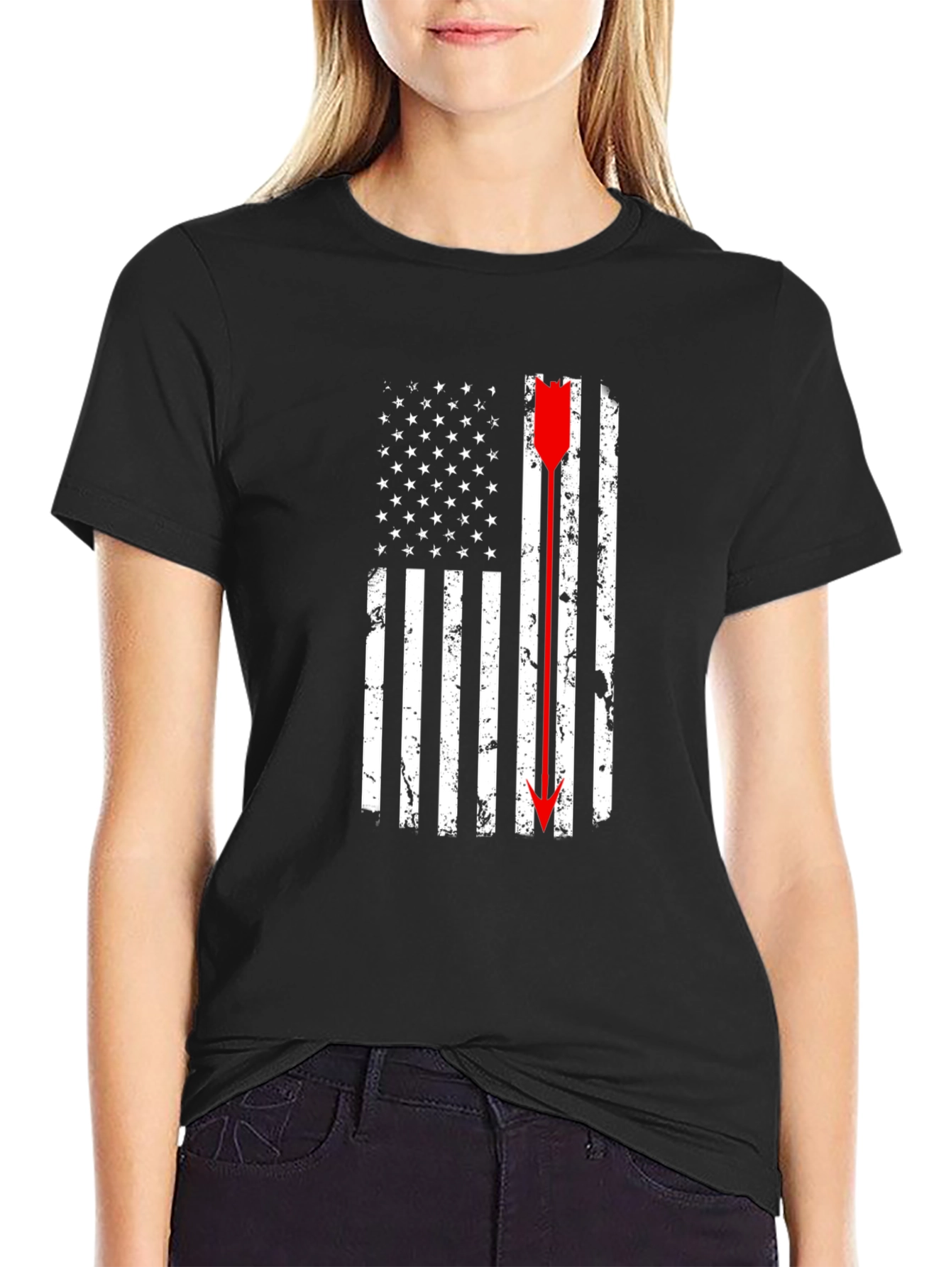 American Flag Arrow T-Shirt - Black