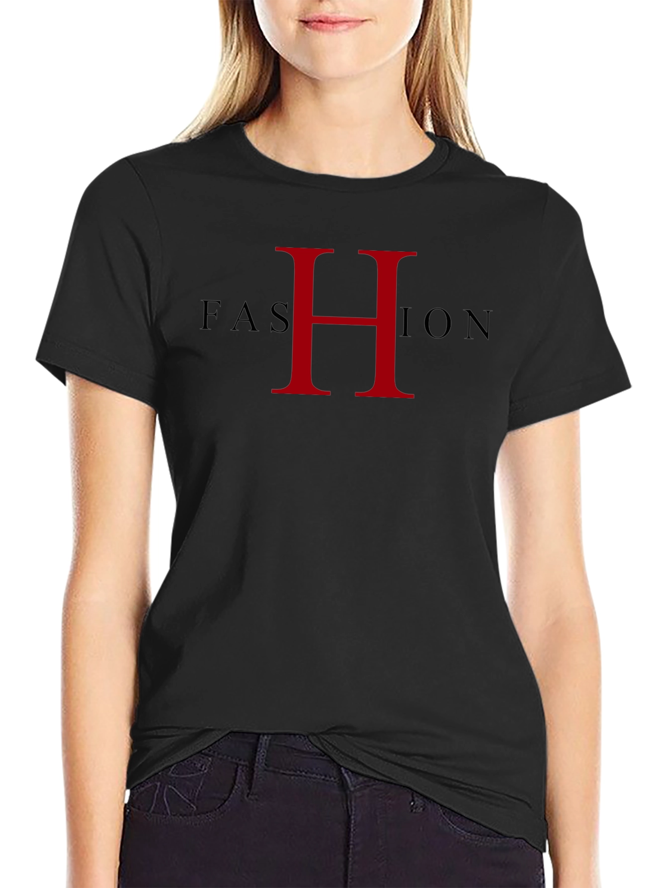Fashion H Mens Black Graphic Tee