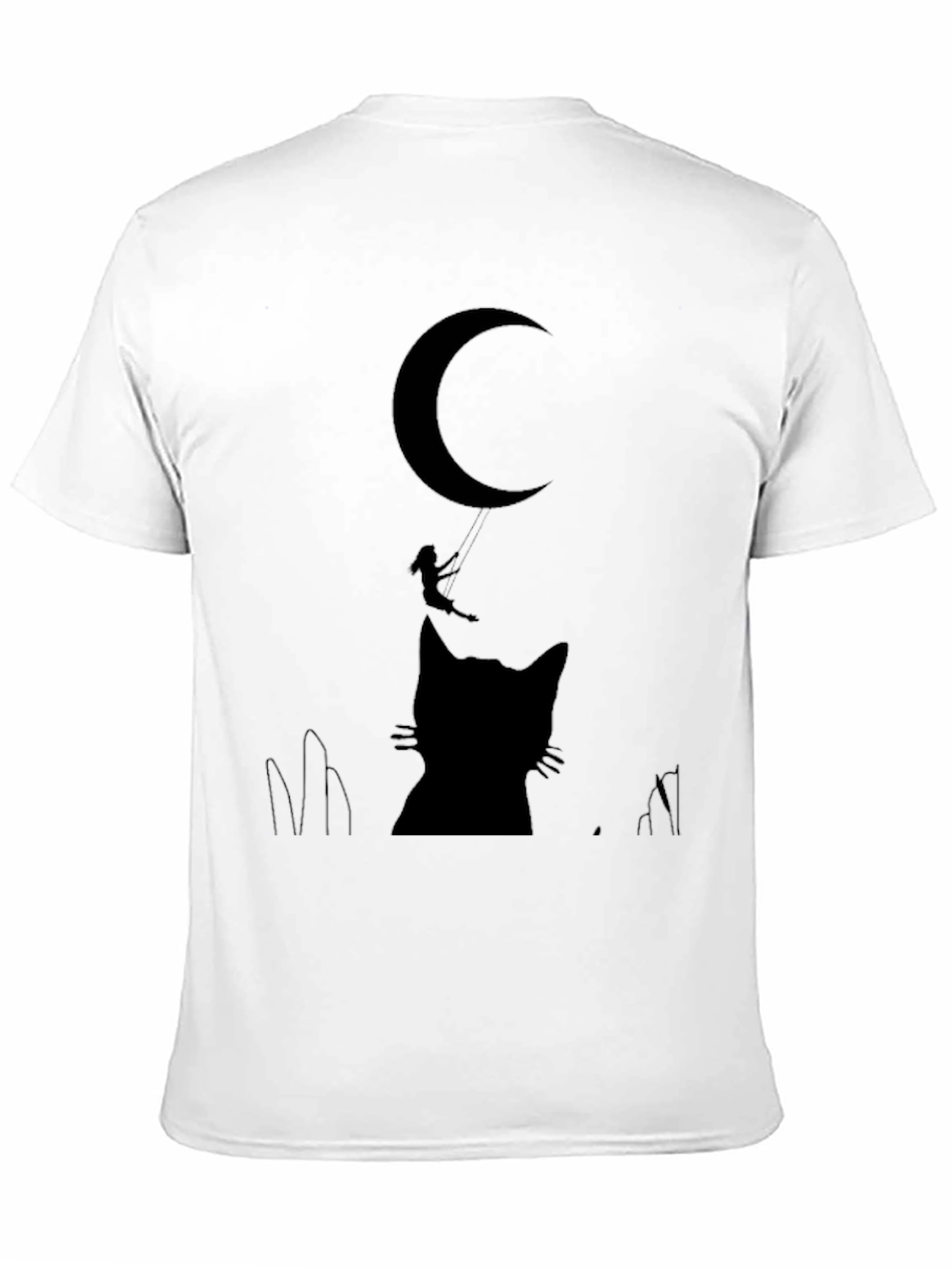 Moon Cat Silhouette T-Shirt - Whimsical Graphic Tee