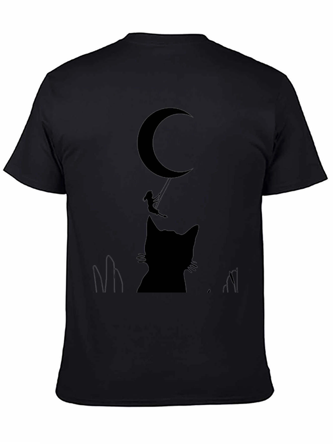 Moon Cat Silhouette T-Shirt - Whimsical Graphic Tee