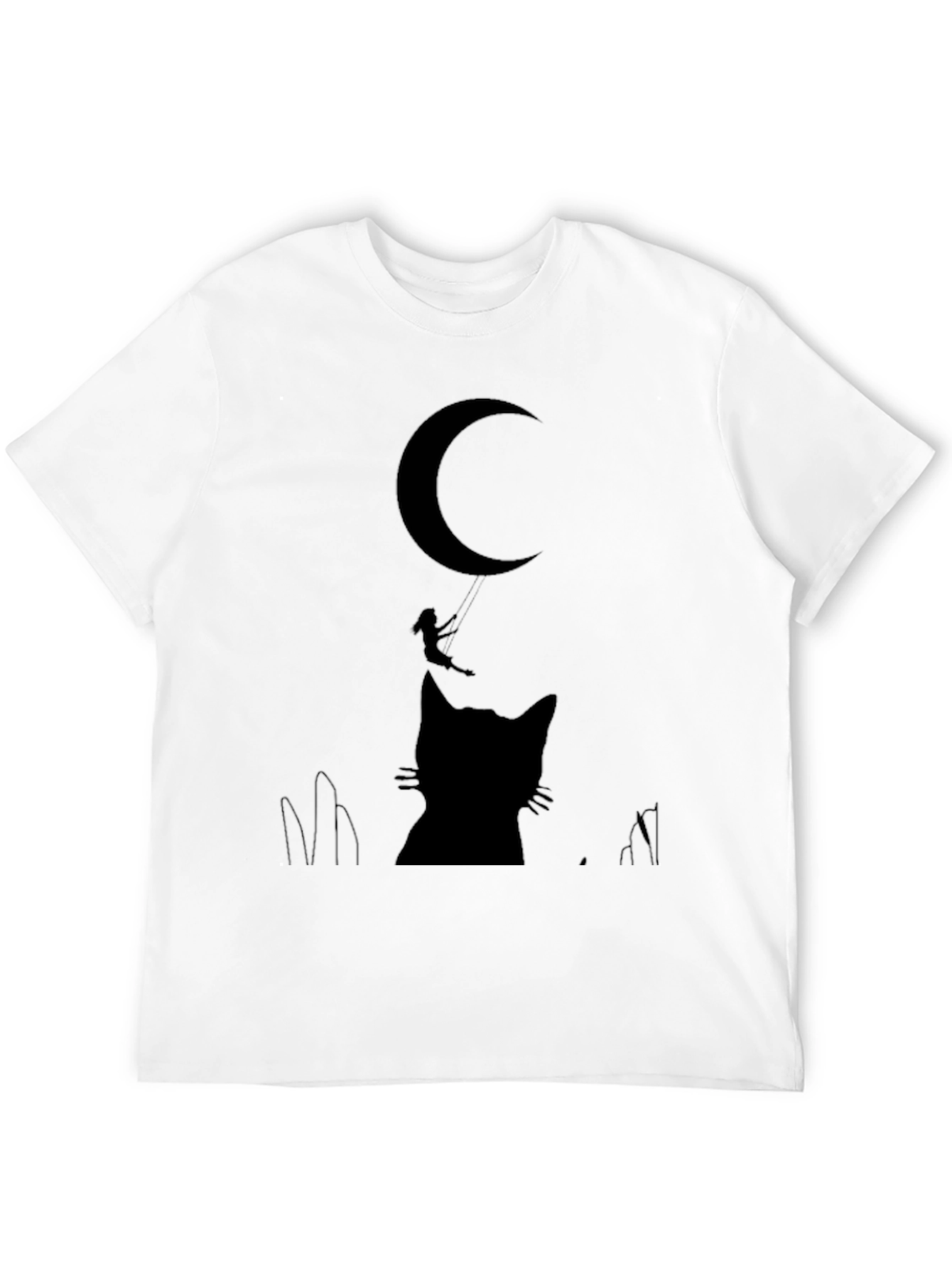 Moon Cat Silhouette T-Shirt - Whimsical Graphic Tee