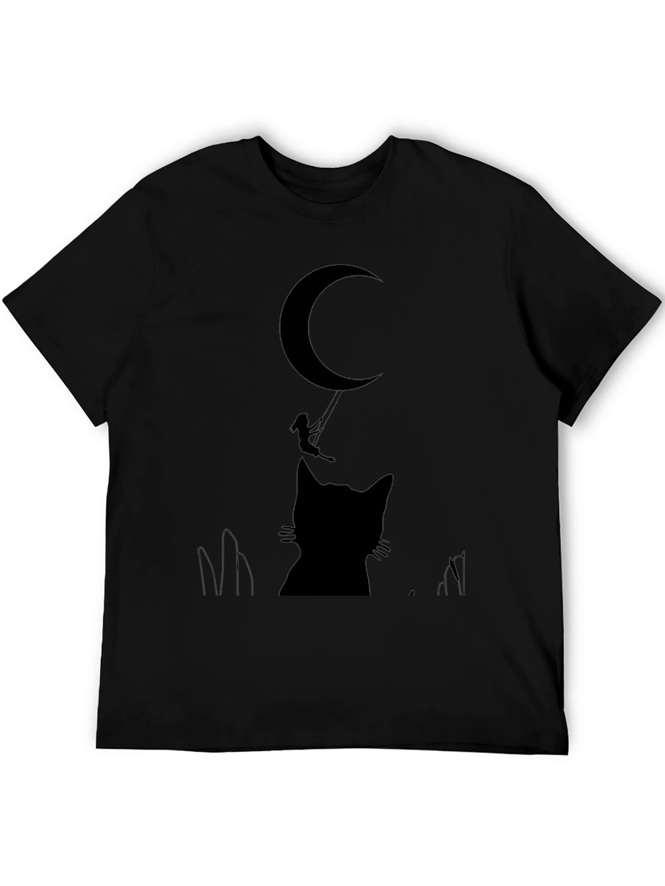 Moon Cat Silhouette T-Shirt - Whimsical Graphic Tee