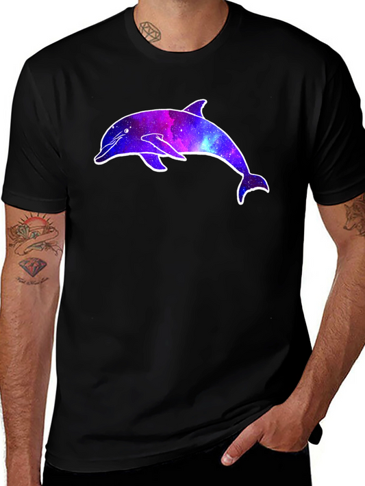 Galaxy Dolphin Graphic Tee - Cosmic Style