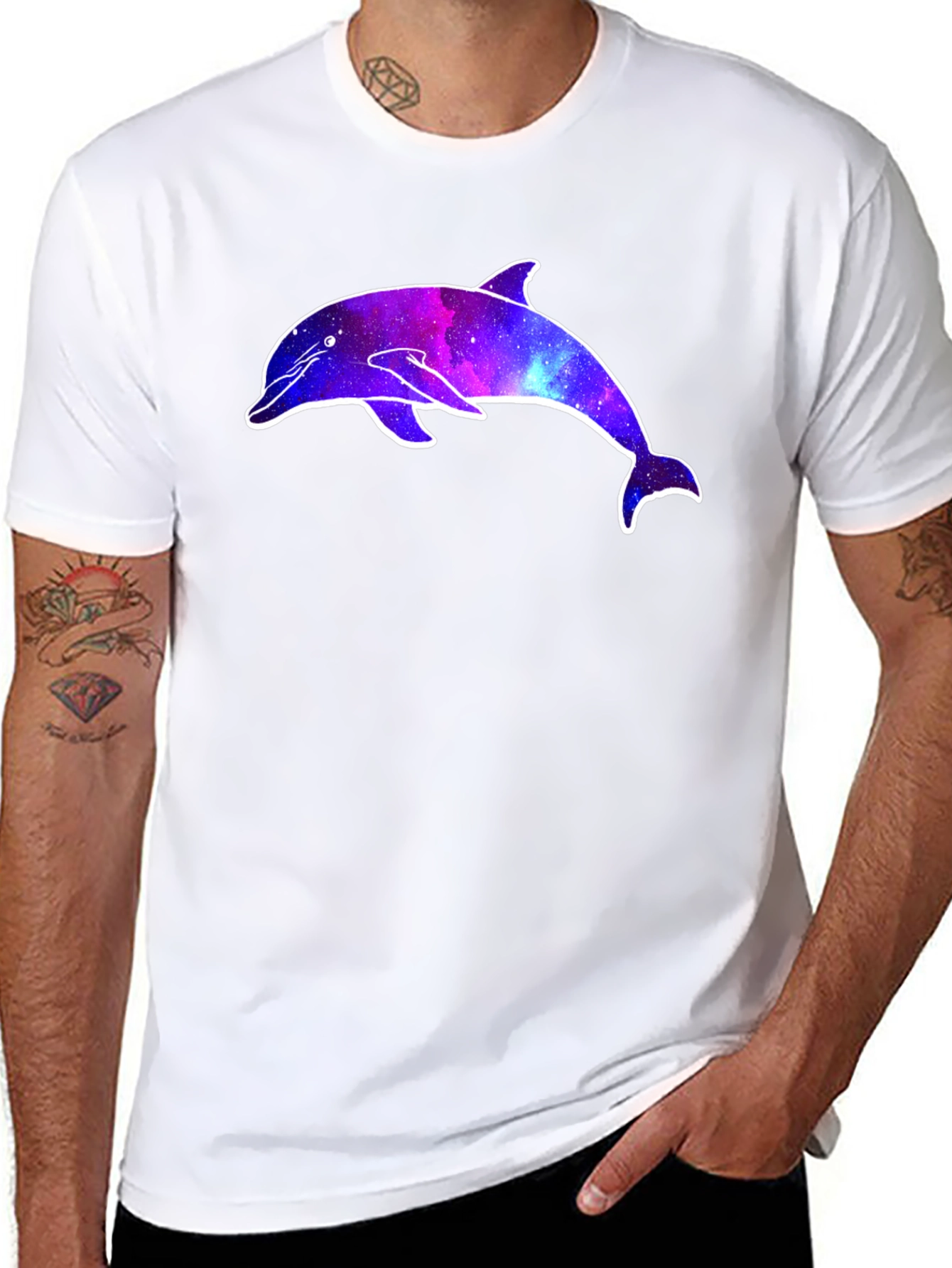 Galaxy Dolphin Graphic Tee - Cosmic Style