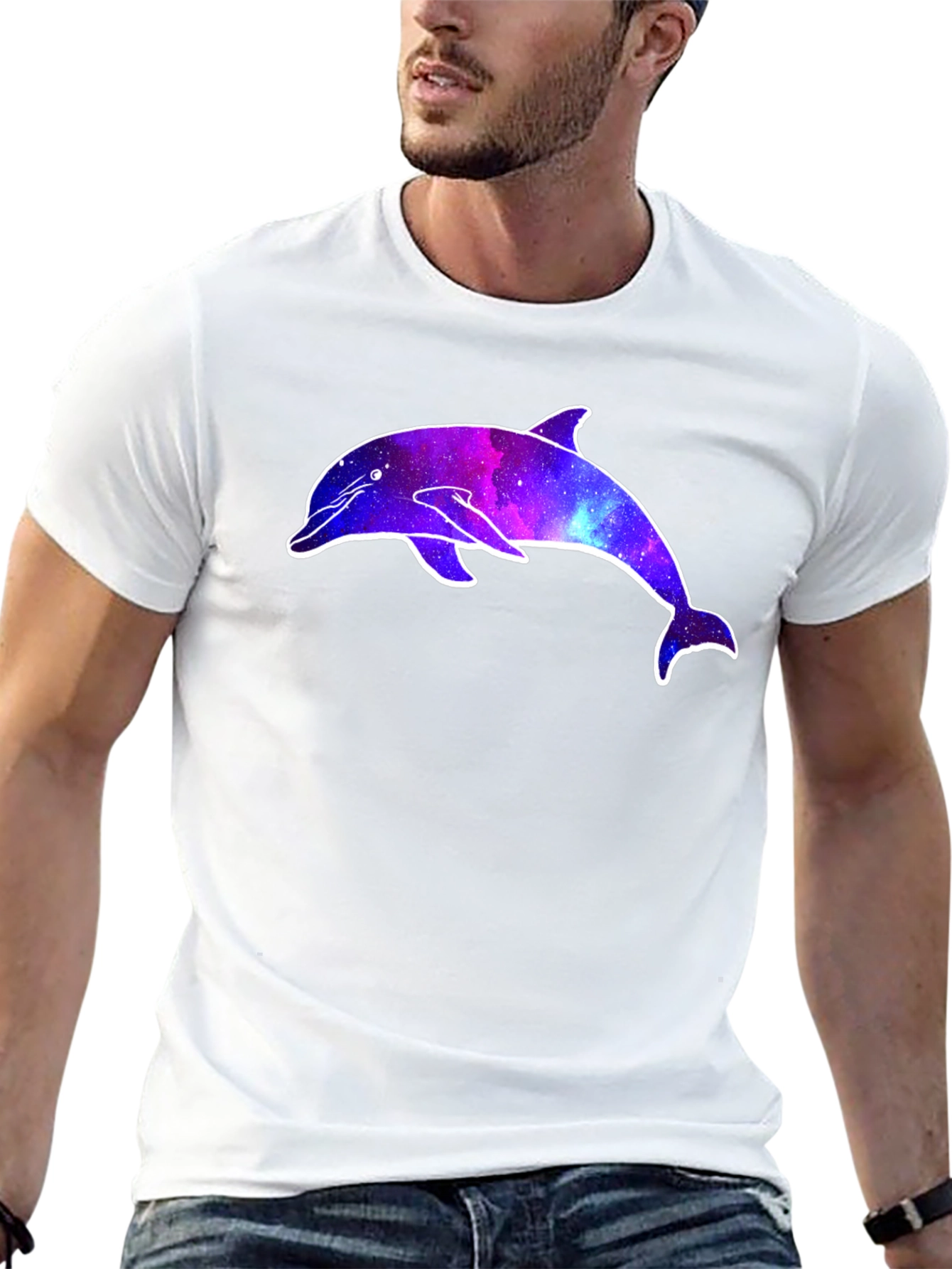 Galaxy Dolphin Graphic Tee - Cosmic Style