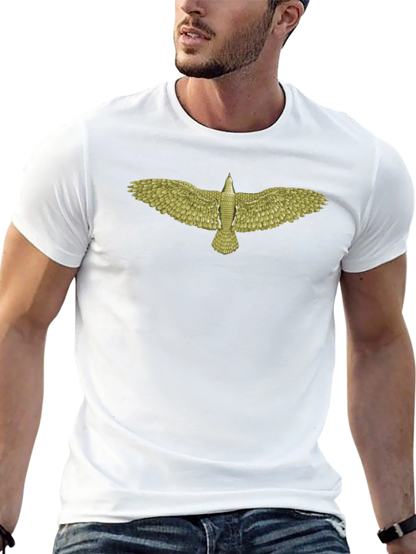 Mens Black T-Shirt with Eagle Design