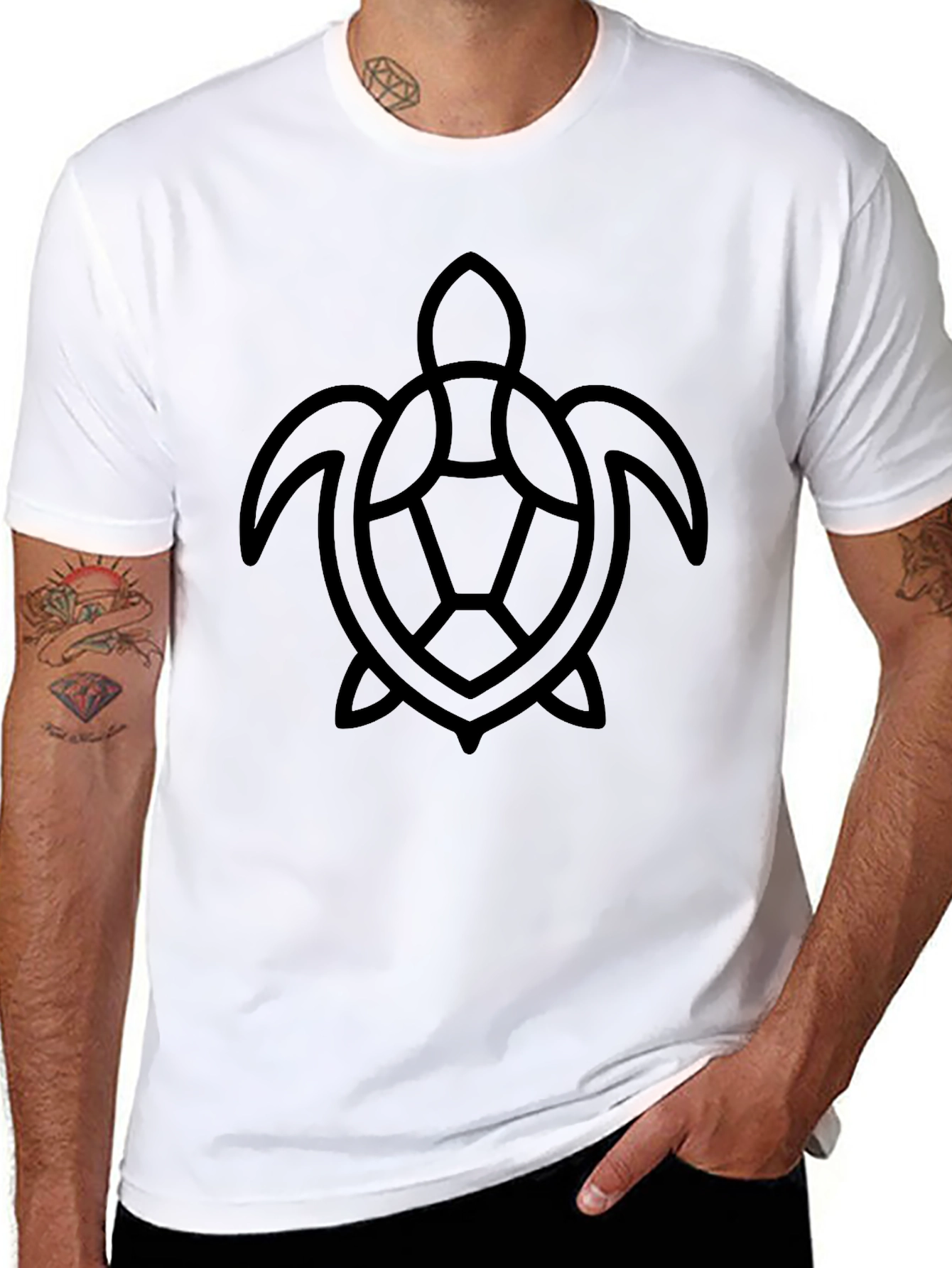 Minimalist Turtle Graphic Black T-Shirt