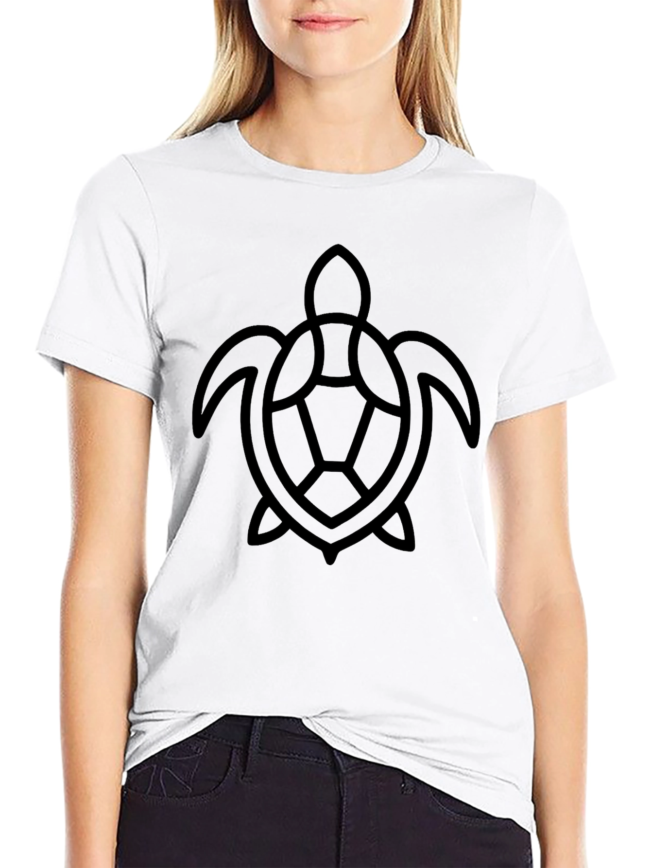 Minimalist Turtle Graphic Black T-Shirt