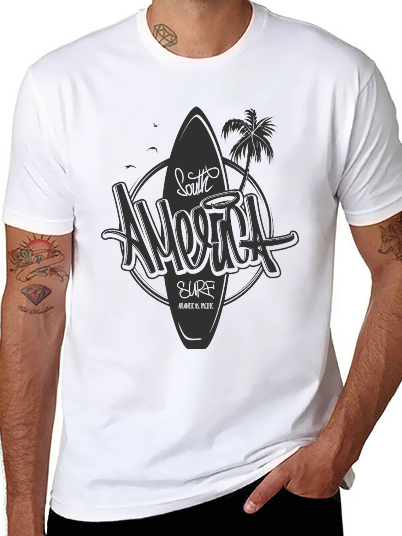 South America Surf Graphic Black T-Shirt