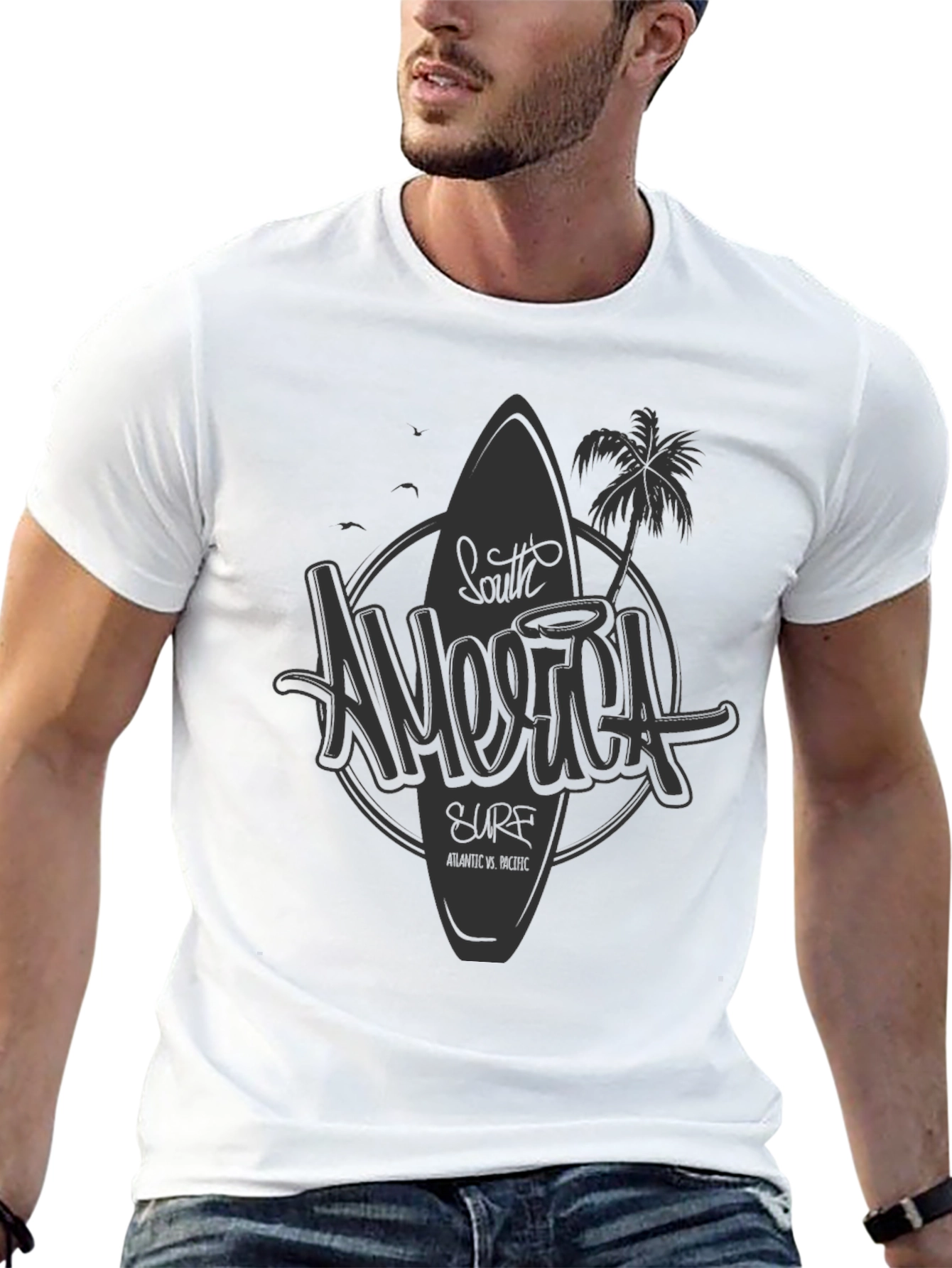 South America Surf Graphic Black T-Shirt