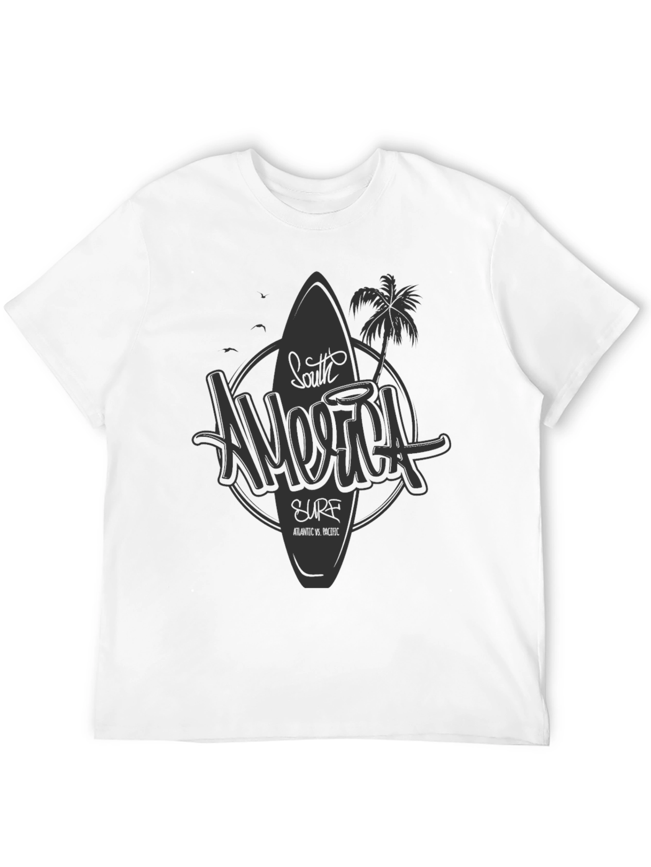 South America Surf Graphic Black T-Shirt