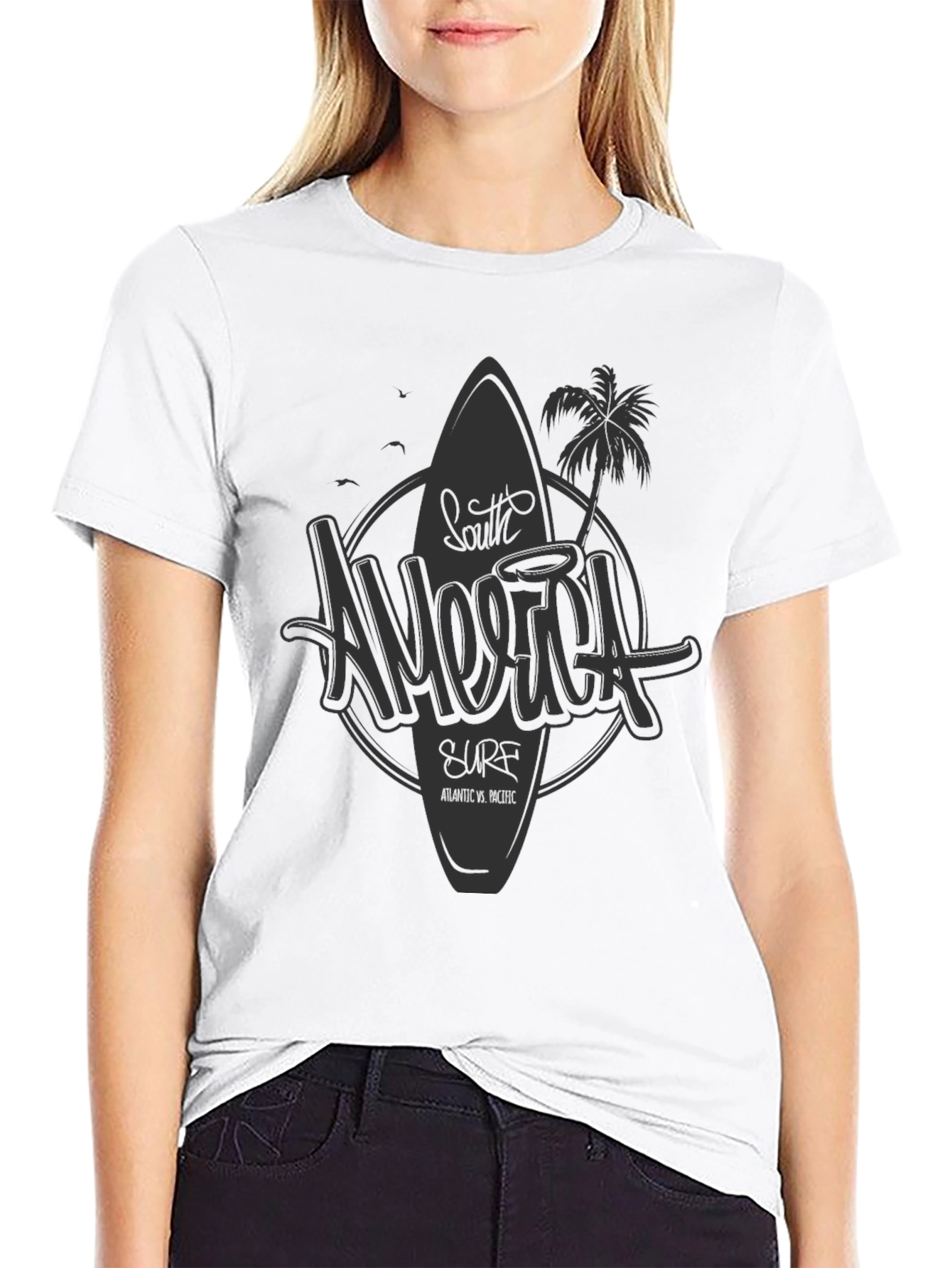 South America Surf Graphic Black T-Shirt
