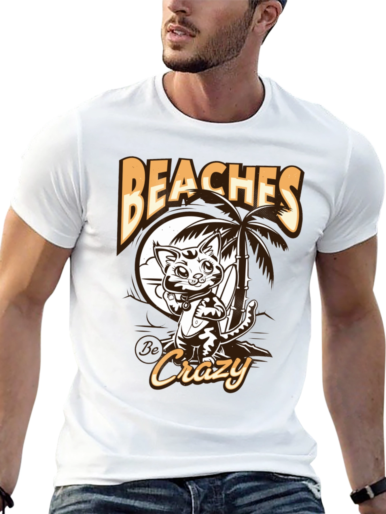 Beaches Crazy Cat Graphic T-Shirt