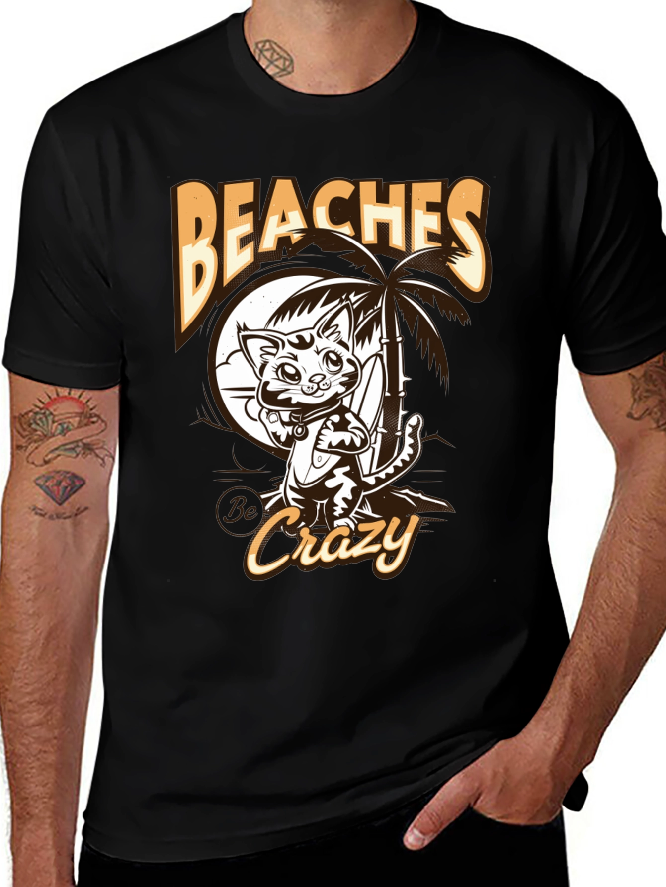 Beaches Crazy Cat Graphic T-Shirt