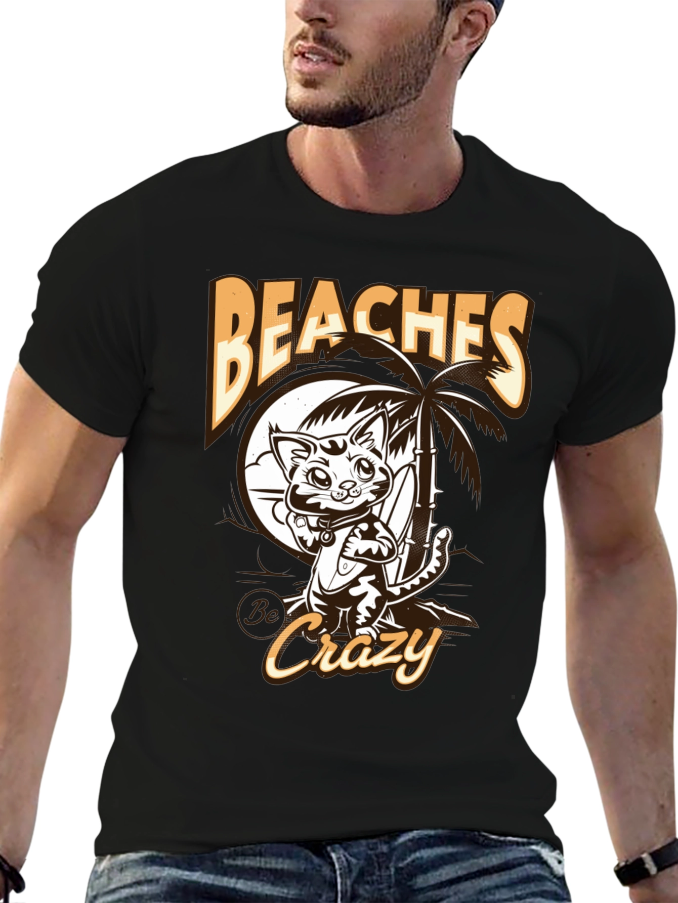 Beaches Crazy Cat Graphic T-Shirt