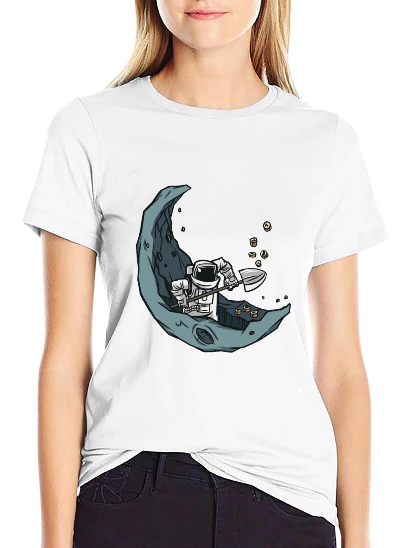 Astronaut Moon Mining Graphic Tee