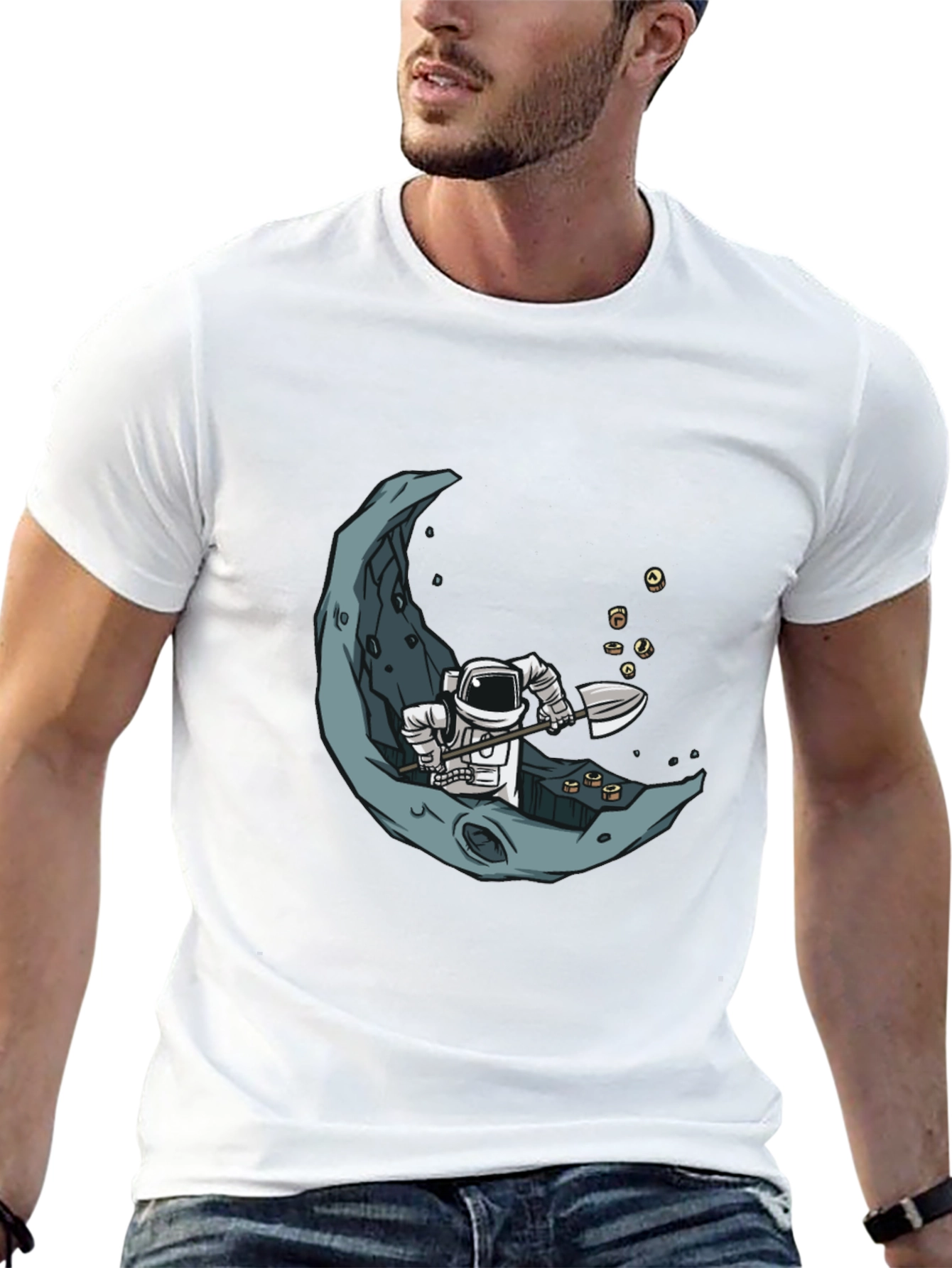 Astronaut Moon Mining Graphic Tee
