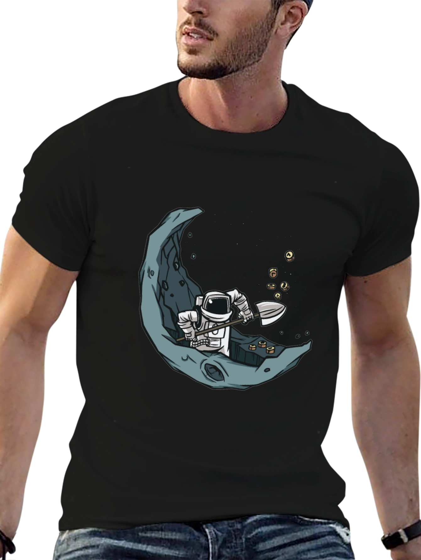 Astronaut Moon Mining Graphic Tee