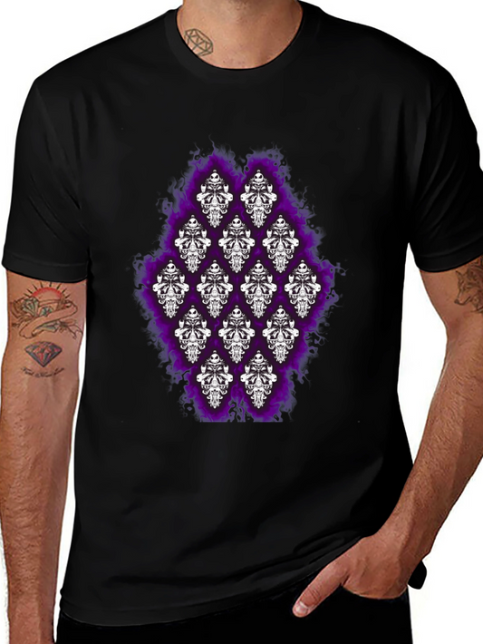 Haunted Mansion Skull T-Shirt - Gothic Purple Flame Design