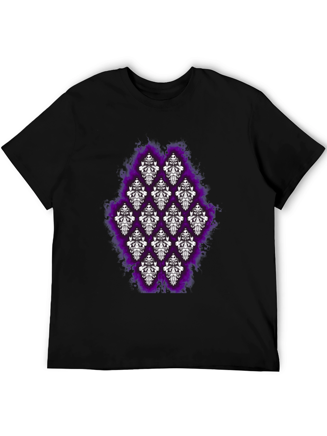 Haunted Mansion Skull T-Shirt - Gothic Purple Flame Design