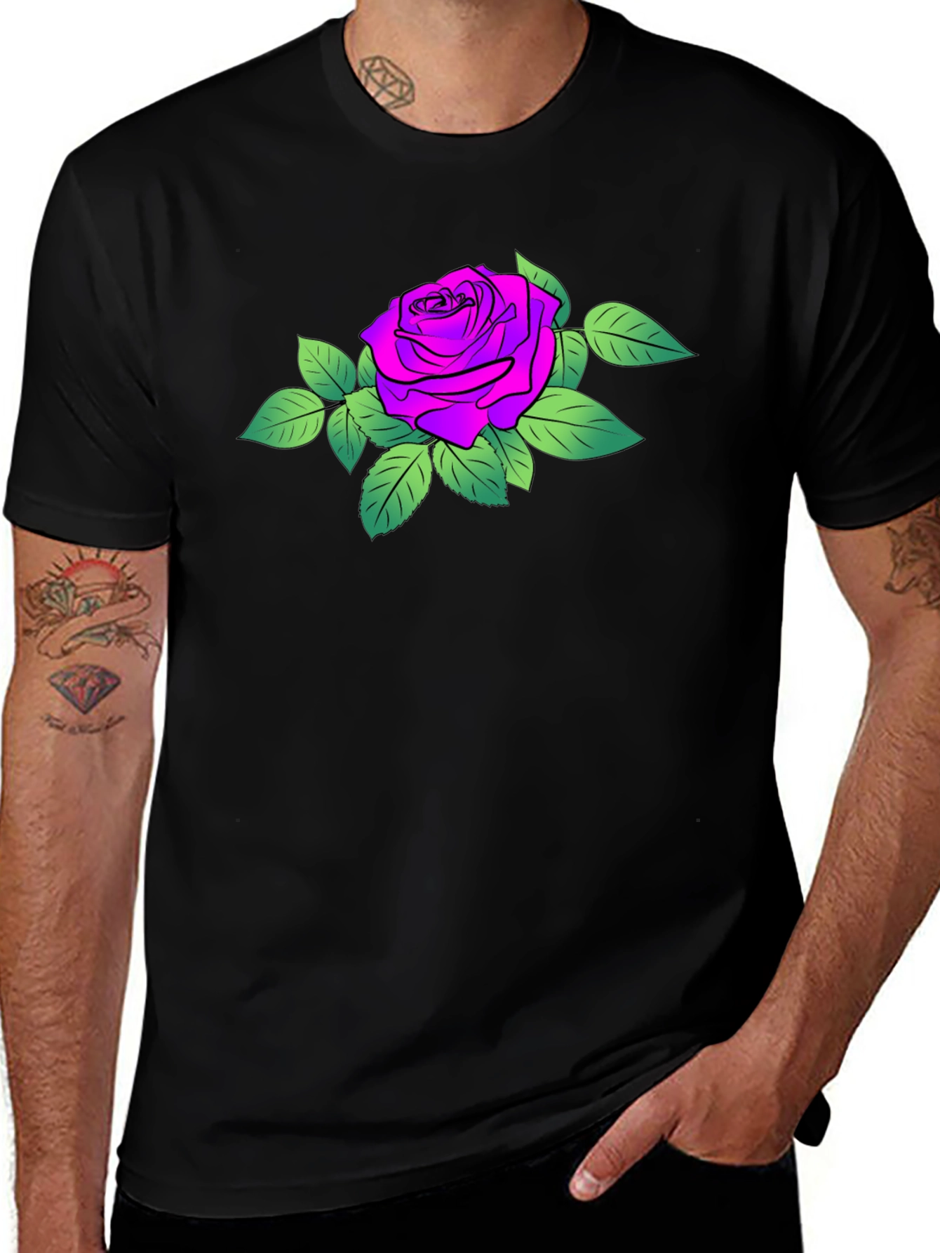 Rose Graphic Black T-Shirt