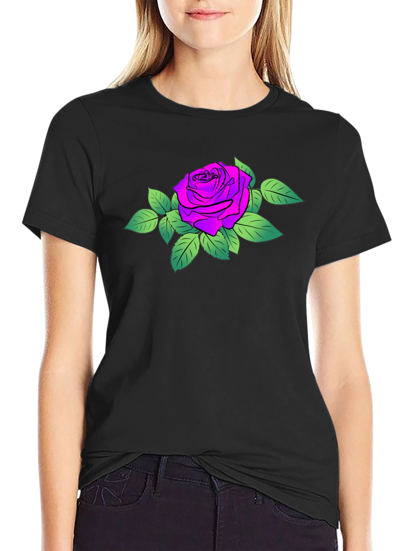Rose Graphic Black T-Shirt