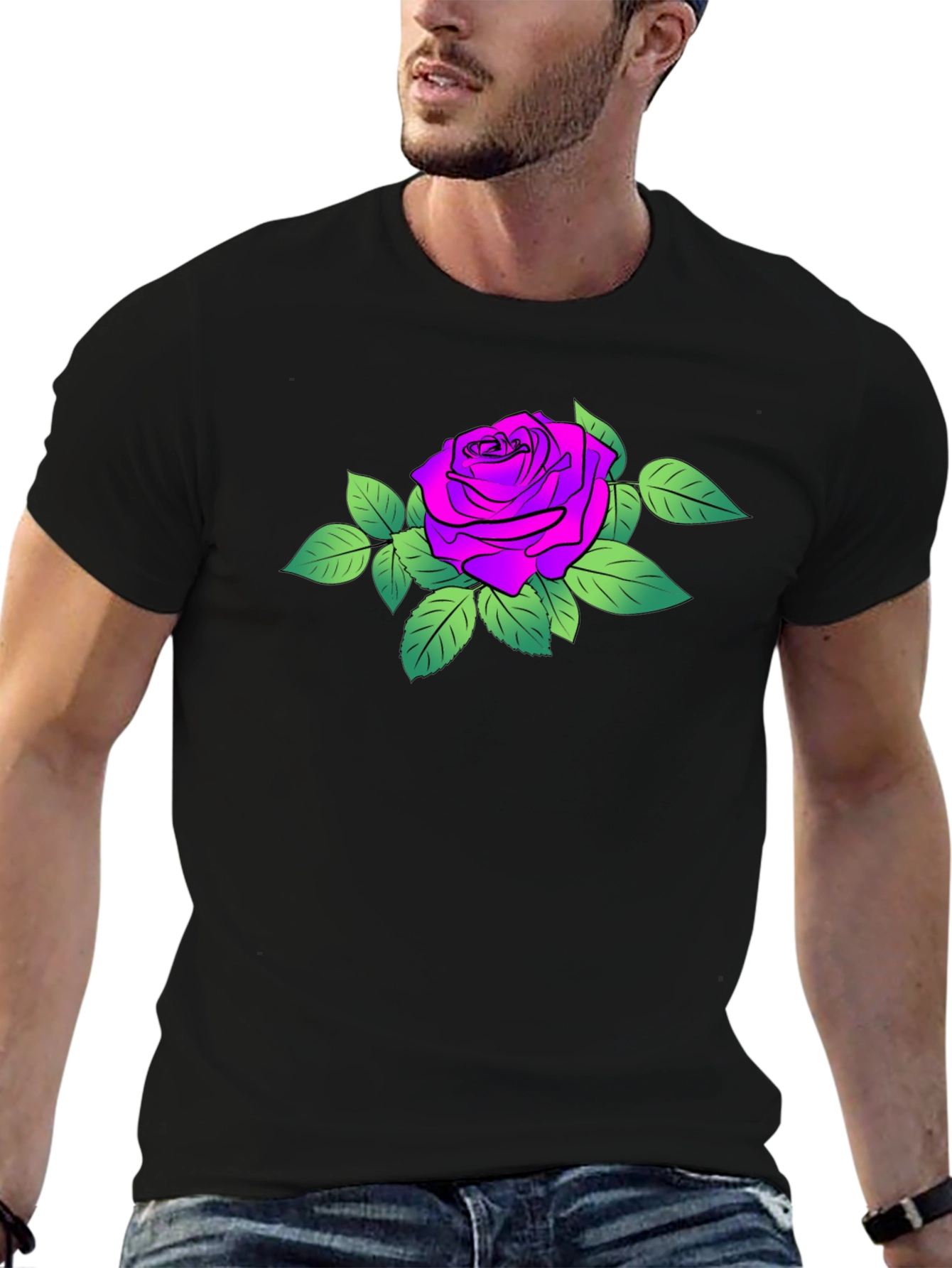 Rose Graphic Black T-Shirt