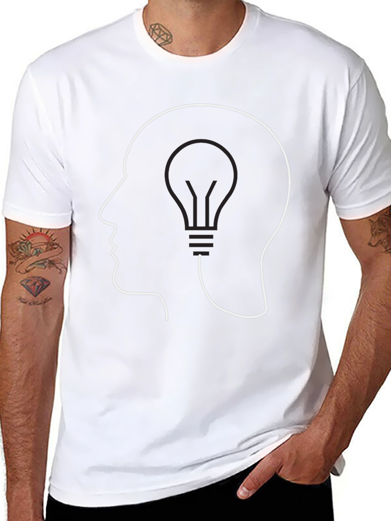 Thinking Lightbulb Tee - Stylish Idea T-Shirt
